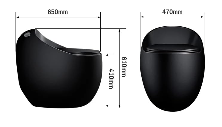 Premium B BACKLINE Ceramic Siphon One Piece Western Toilet with Soft Close Seat - Modern Bathroom Commode, Water Closet with S-Trap Floor Outlet (Black Glossy) - Ideal for Home, Hotel & Commercial Restrooms