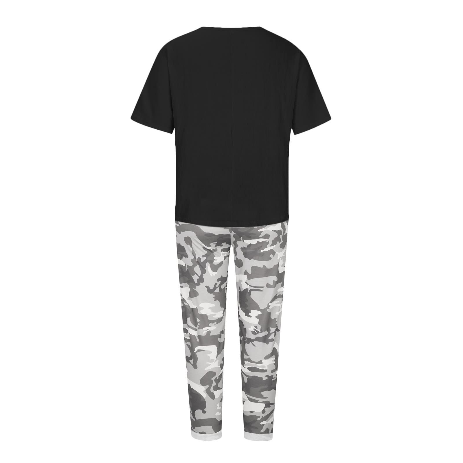 BOXIACEY Women's Linen Two-Piece Set - Plus Size Camo Lounge Wear for Summer Vacation