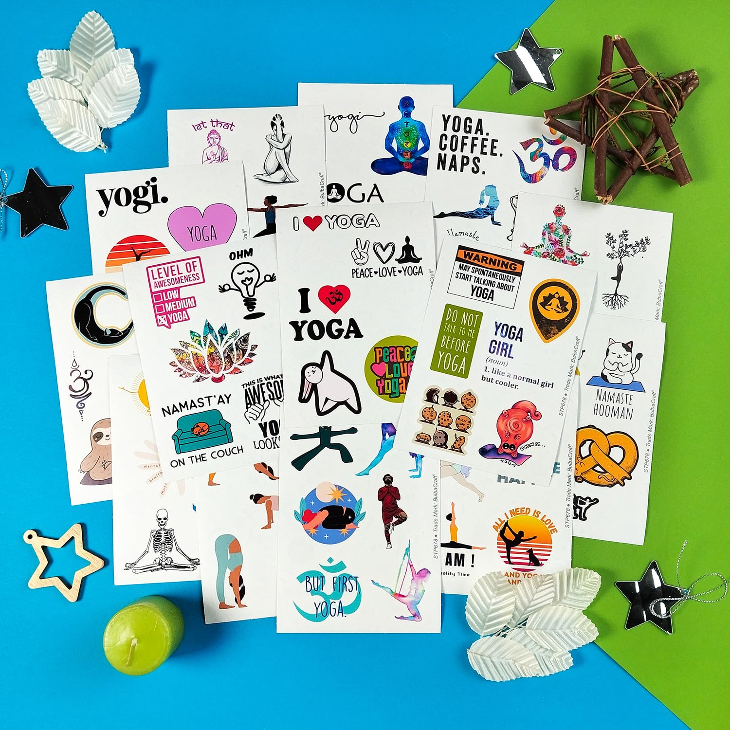 100Pcs Yoga Stickers & Decals - Motivational Yoga Gifts for Women, Instructors, Moms & Yoga Lovers - Waterproof Vinyl Stickers for Laptops, Water Bottles, Yoga Mats & More - Perfect for Yoga Studios, Home Decor & Personalization