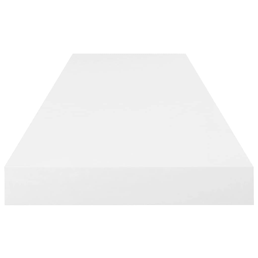 CHARMMA 323753 Floating Wall Shelves Set of 4 - High Gloss White MDF Shelves 31.5x9.25x1.5 Inches - Modern Wall Storage for Living Room, Bedroom, Bathroom & Office Organization