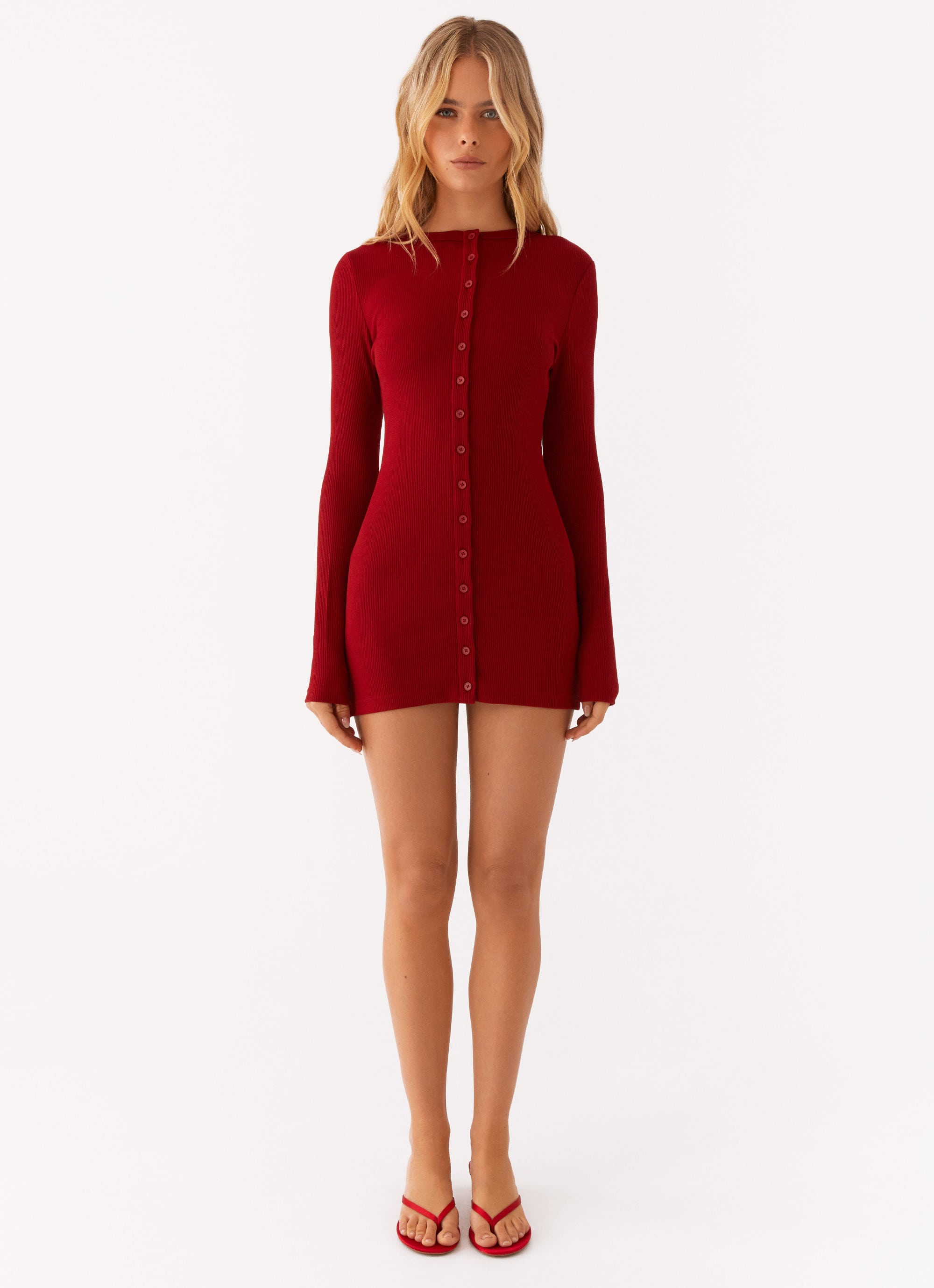 Blair Long Sleeve Mini Dress in Red - Flattering Party & Cocktail Dress for Women | Perfect for Date Night, Club Outfits & Special Occasions