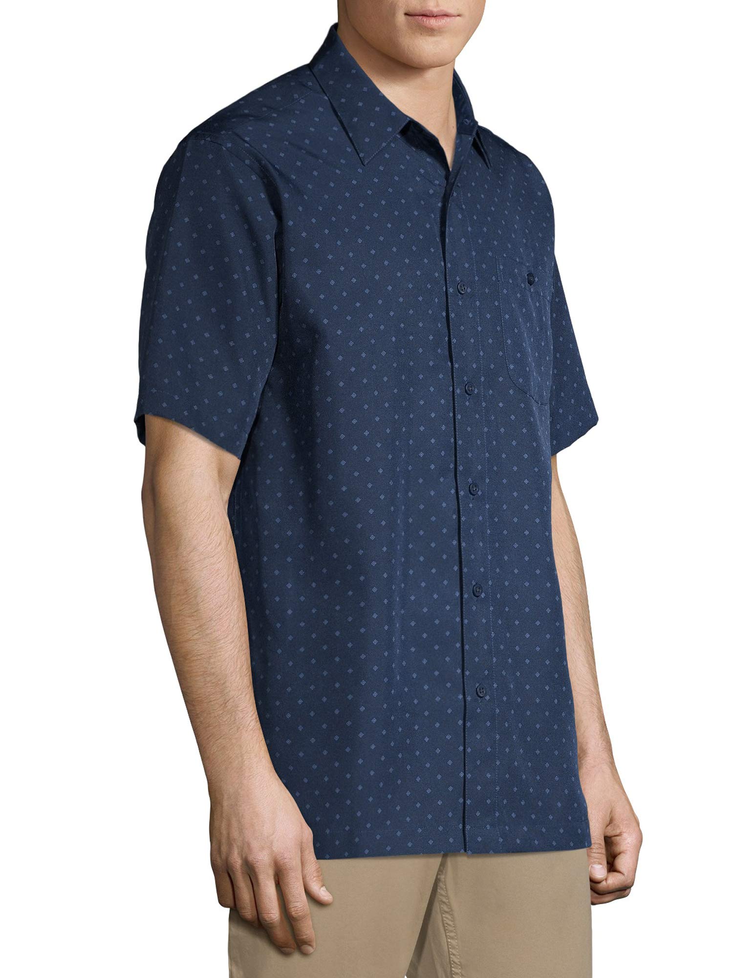 Men's & Big & Tall Short Sleeve Printed Microfiber Shirt - Lightweight Breathable Button Down for Summer, Casual Wear & Outdoor Activities