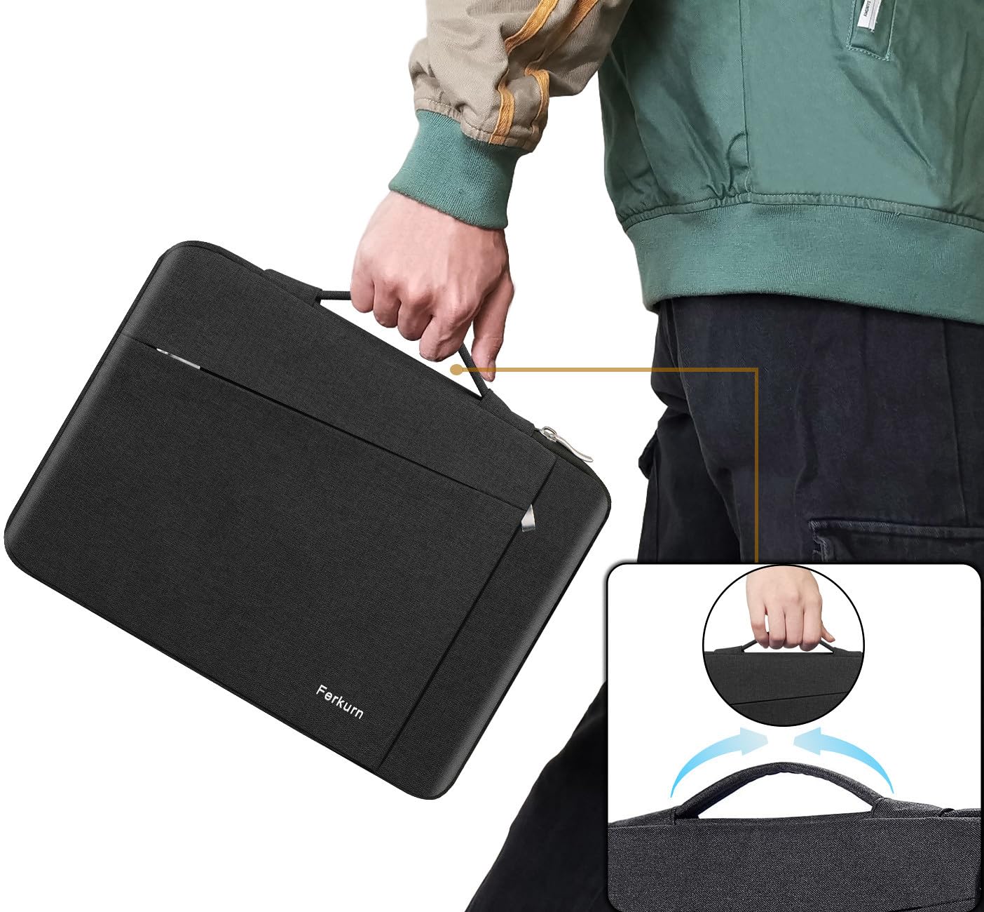 Premium Waterproof Laptop Sleeve Case for 13-13.3 Inch MacBook Air/Pro, Chromebook, iPad, Surface Pro, Acer Spin, HP, Dell XPS, ASUS VivoBook & Samsung - Durable Protective Cover for Travel, School & Office Use - Black