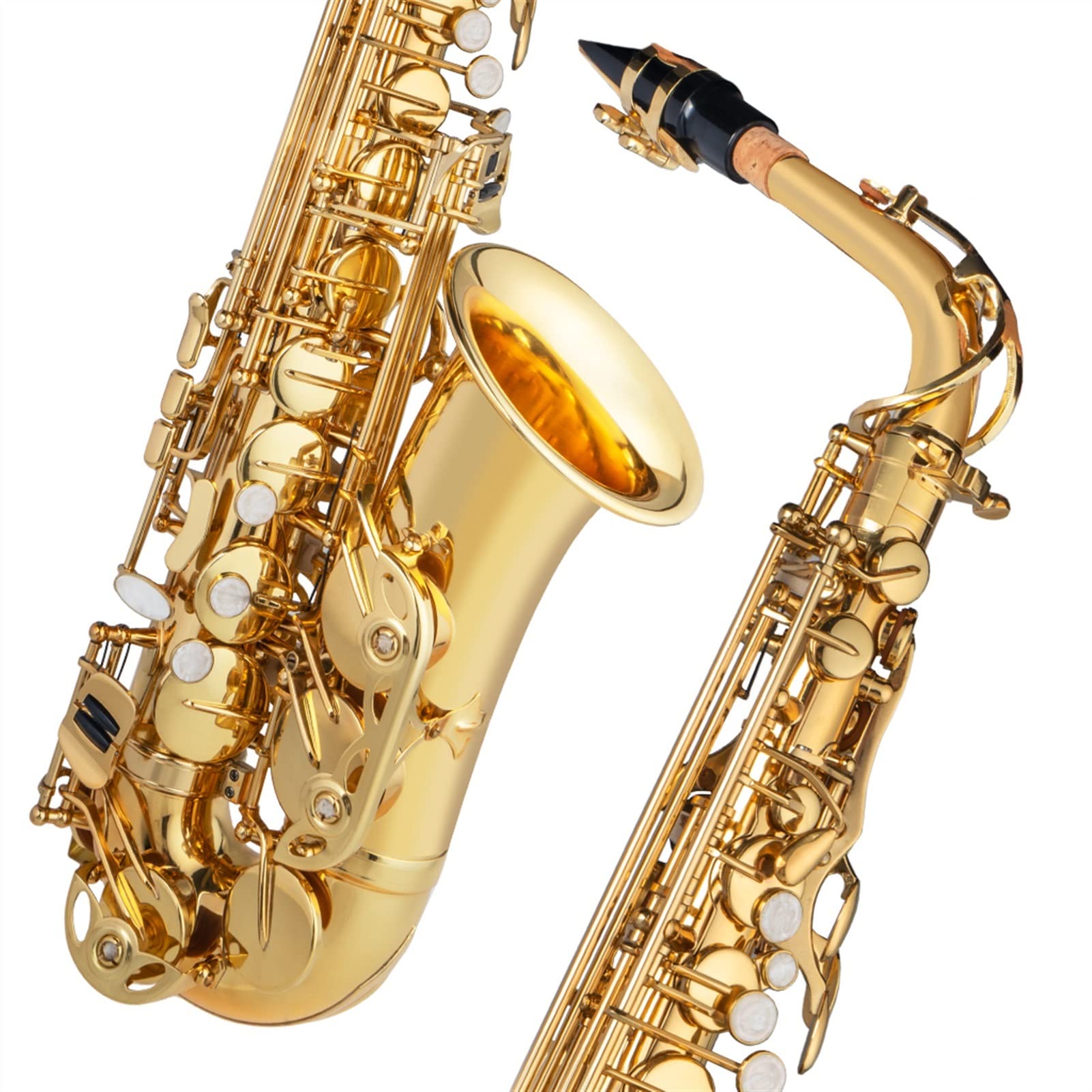 **Professional Alto Saxophone E Flat Gold Lacquer Kit for Beginners – Includes Cleaning Cloth, Mouthpiece, Cork Grease, Reeds, Gloves & Carry Case – Perfect for School Bands, Music Lessons & Practice**