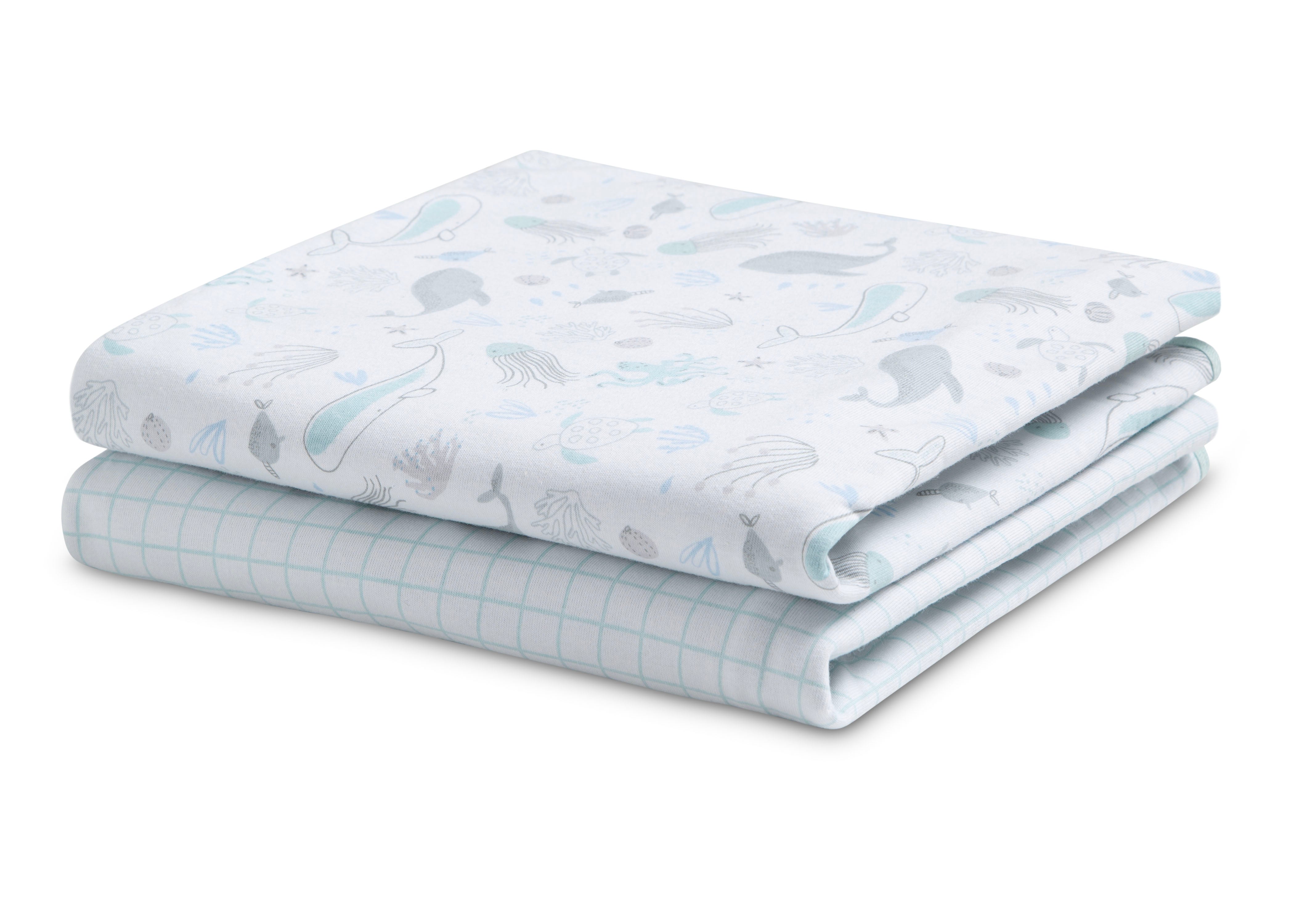 100% Organic Jersey Cotton Baby Receiving Blankets - Soft & Breathable Newborn Swaddle Blankets (2 Pack) - Perfect for Swaddling, Nursing & Stroller Use