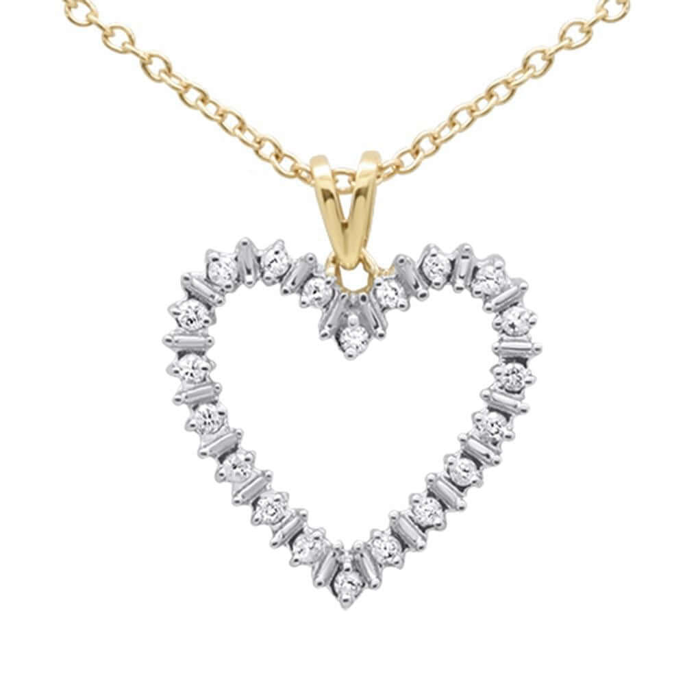 10K Yellow Gold Diamond Heart Pendant Necklace for Women - 0.11 Carat Dainty Heart Shaped Jewelry Gift for Anniversary, Valentine's Day & Special Occasions