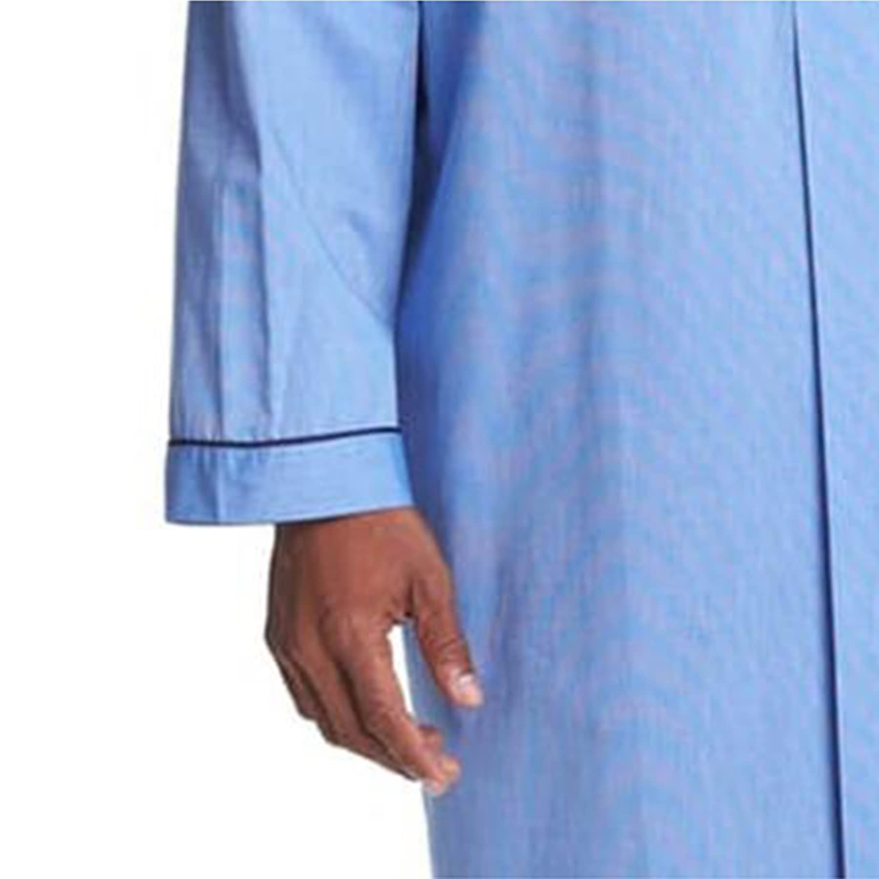 Men's 100% Cotton Long Sleeve V-Neck Nightgown - Soft Button Down Sleepwear & Loungewear for Comfortable Sleep and Relaxation at Home