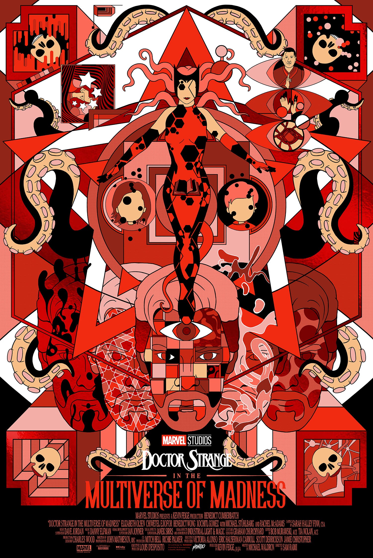 Doctor Strange in the Multiverse of Madness Red Foil Variant Poster - Marvel Movie Wall Art for Home Theater & Comic Book Fan Decor