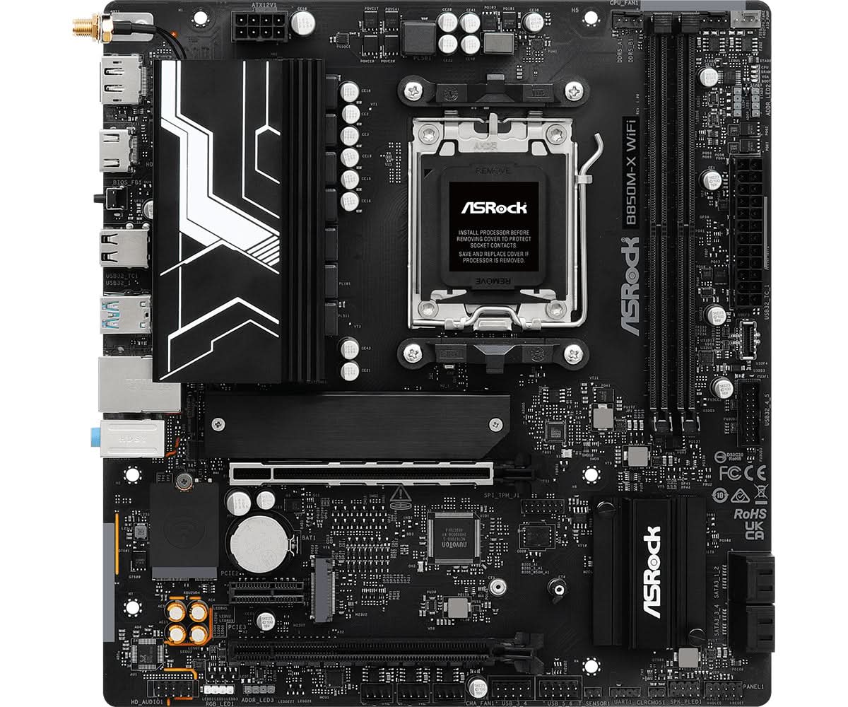 ASRock B850M X WiFi AMD B850 Socket AM5 Micro ATX Motherboard - Perfect for Gaming PC Builds, Home Office & Content Creation Workstations