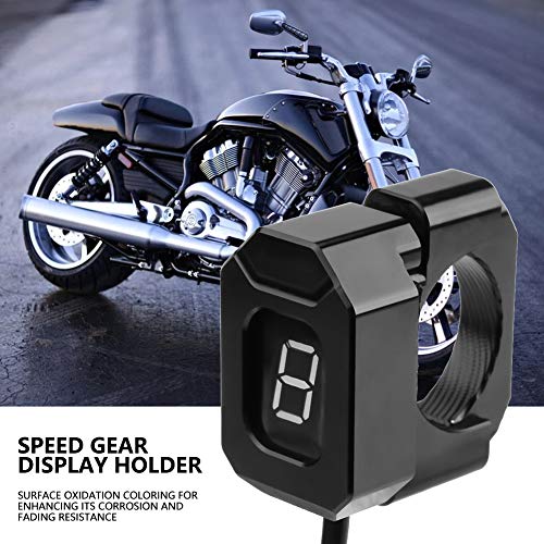 Universal 22mm-28.6mm Aluminum Alloy Motorcycle Gear Indicator Bracket - Black Speed Gear Display for Hon-da Yama-ha Kawa-saki Su-zuki - Perfect for Track Racing & Street Riding