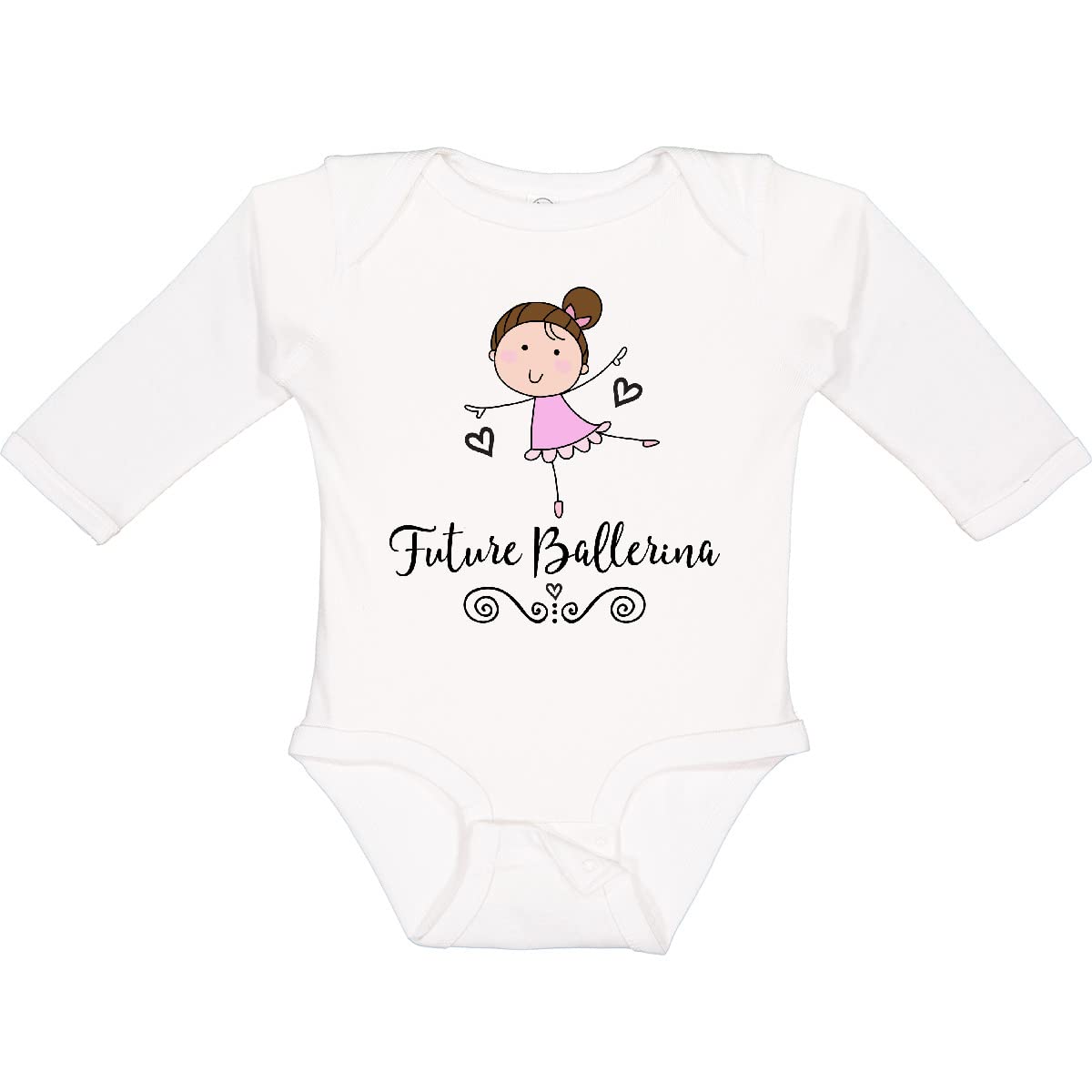 Inktastic Future Ballerina Girls Dance Long Sleeve Creeper - Cute Ballet-Themed Outfit for Toddlers & Kids - Perfect for Dance Classes, Recitals & Playtime
