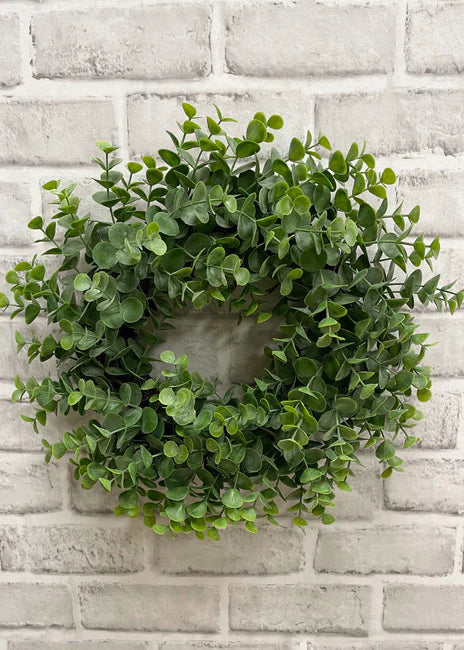 14 Inch Artificial Eucalyptus Wreath - Realistic Fake Greenery for Home Decor, Front Door, Wedding & Seasonal Decoration