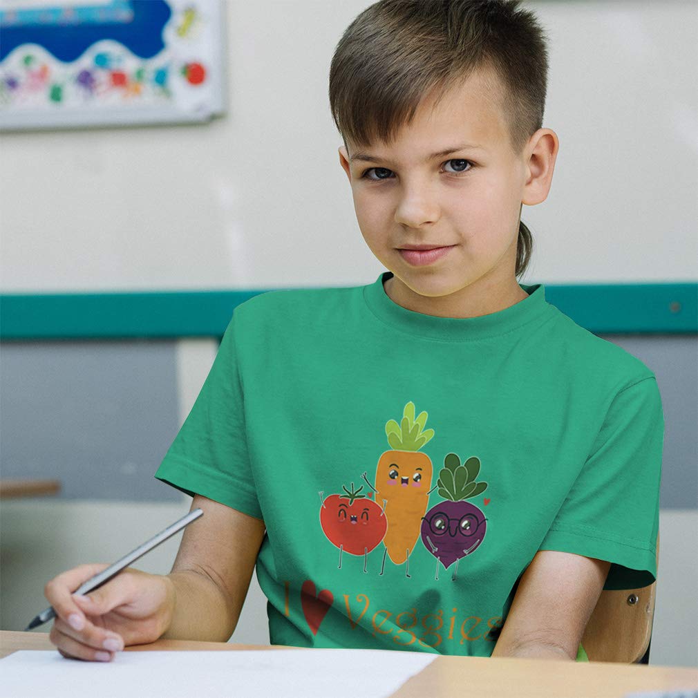 Organic Cotton Toddler T-Shirt - 'I Love Veggies' Funny Vegetable Print Tee for Boys & Girls (4T) - Perfect for Playdates, Daycare & Healthy Eating Promotion