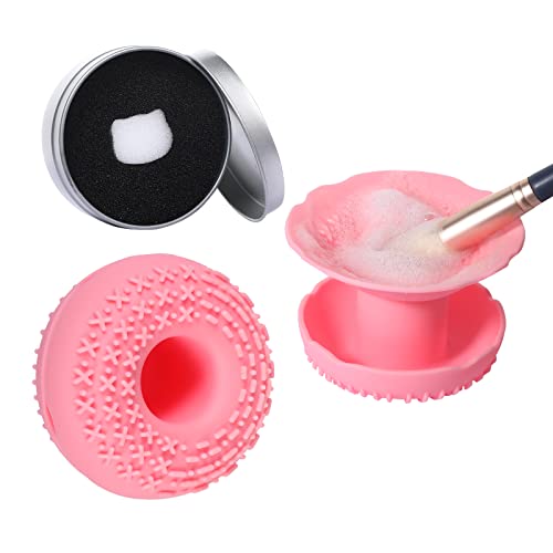 3 in 1 Multifunctional Donut Shape Makeup Brush Cleaner Mat - Silicone Cosmetic Brush Cleaning Sponge, Holder & Dryer for Makeup Brushes & Tools | Perfect for Home, Salon & Travel Makeup Brush Care
