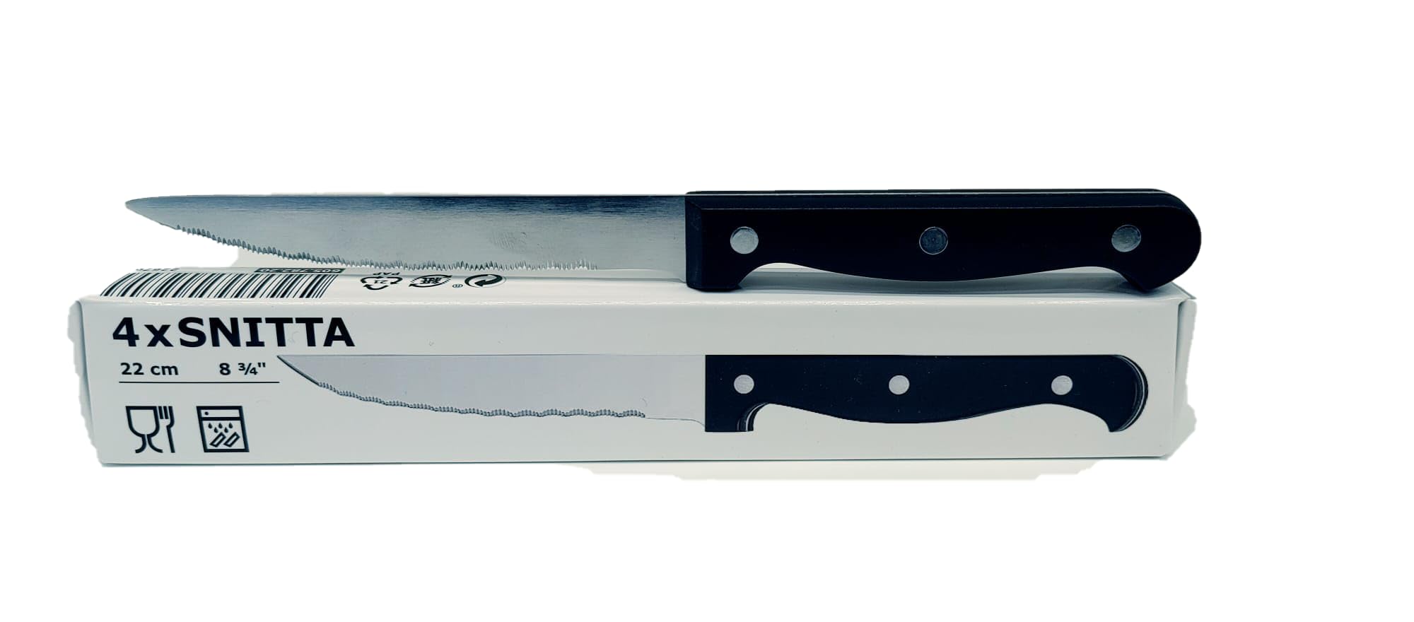 Premium IKEA Serrated Knives Set - 8-Piece Black Stainless Steel Kitchen Knives for Slicing Bread, Fruits & Vegetables | Dishwasher Safe & Ergonomic Handle | Perfect for Home Cooking, Camping & BBQ