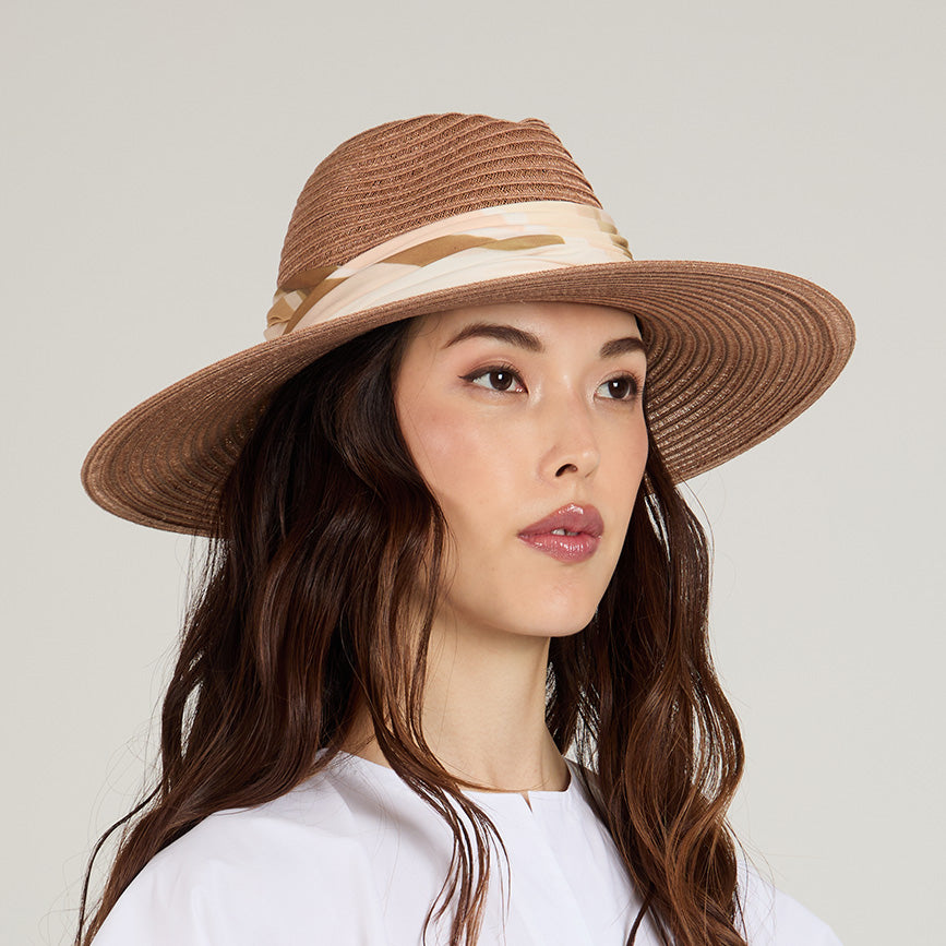Emmanuelle Packable Hemp Fedora Hat for Women - Lightweight Travel Sun Hat for Beach, Hiking & Outdoor Adventures