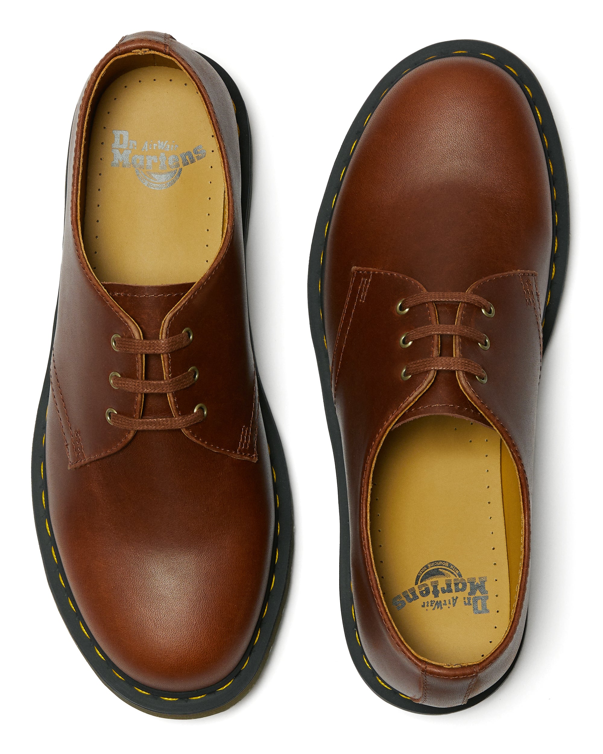 Dr. Martens 1461 Brown Leather Oxford Shoes for Men & Women - Classic 3-Eye Lace-Up Comfortable Work Shoes for Office, Casual Wear & Everyday Use