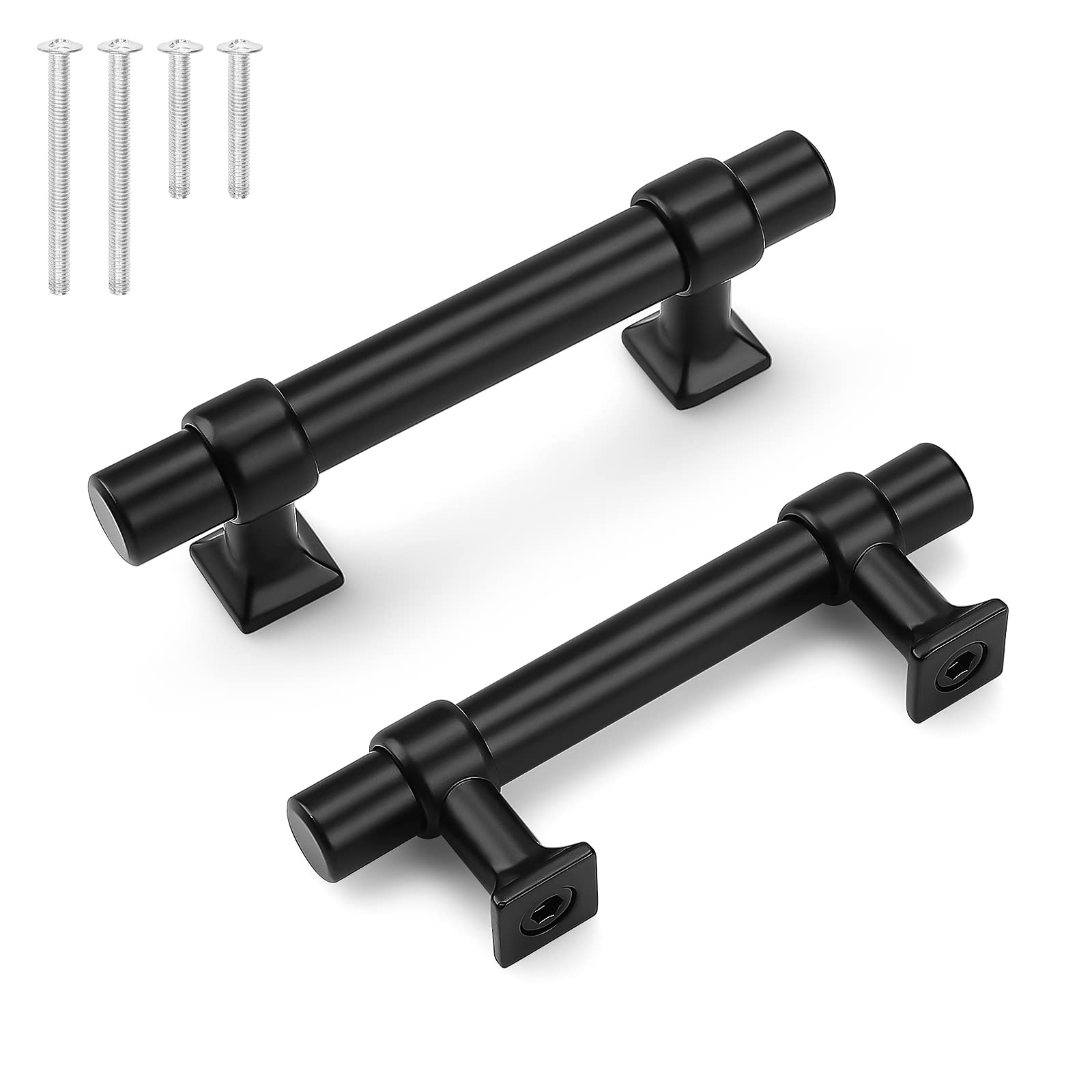100 Pack Matte Black Cabinet Pulls - 2.5 Inch T Bar Drawer Handles for Kitchen & Bathroom Cabinets - Durable Black Stainless Steel Dresser Pulls - Perfect for Modern Home Renovation & Furniture Upgrade