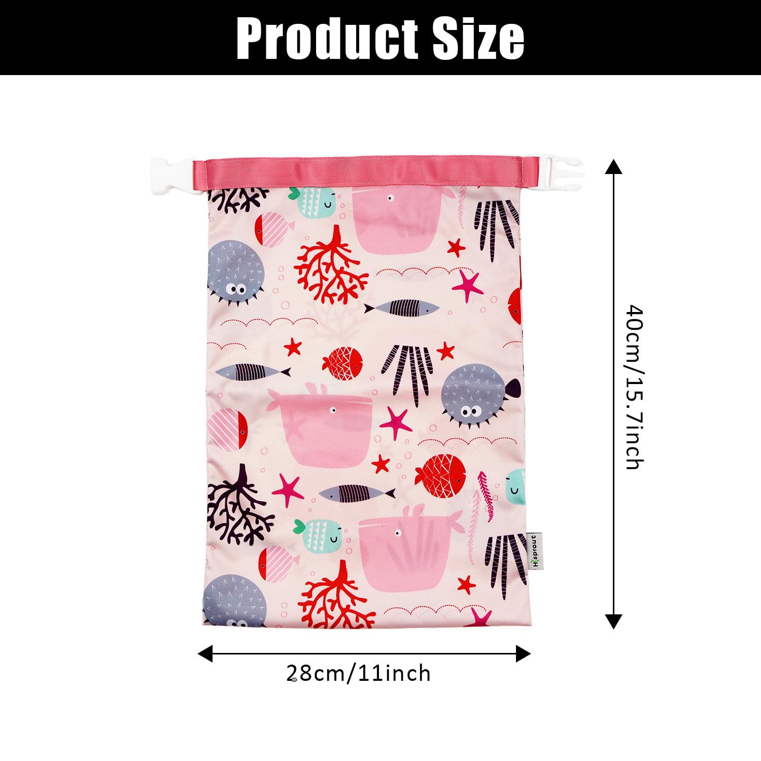 ZEACCT Waterproof Wet Dry Bag with Buckle - Reusable Washable Pouch for Swimwear, Diapers & Baby Clothes | Leakproof Travel Organizer for Beach, Pool & Gym (Pink)