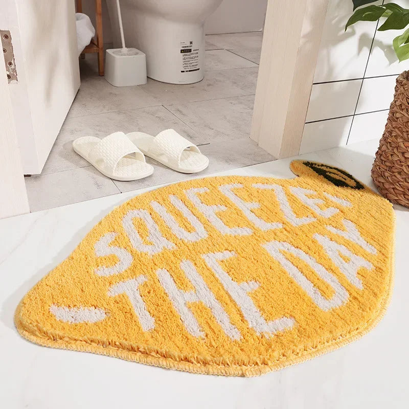 Funny Fruit Pun Flocking Floor Mats - Non-Slip Kitchen & Bathroom Rugs for Home Decor - Perfect for Housewarming Gifts & Cozy Home Accessories