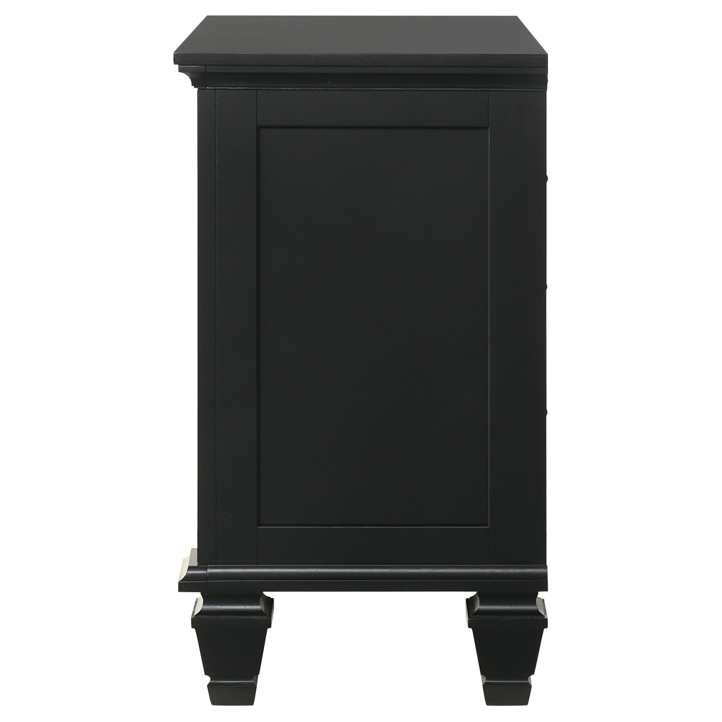 Coastal Wood 3-Drawer Nightstand - Sandy Beach Style Bedside Table with Storage Organizer for Bedroom - Black (201322) | Perfect for Beach House Decor & Guest Room Furniture