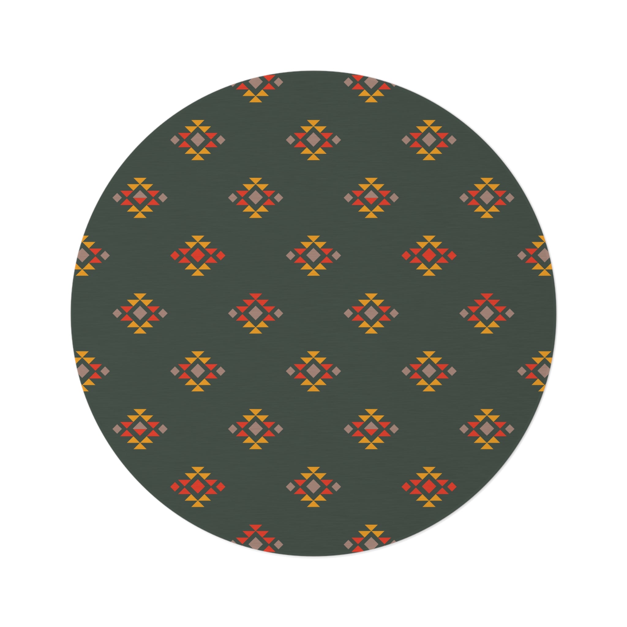 Southwestern Round Rug - Soft Alpine Forest Design Polyester Chenille Area Rug for Living Room, Bedroom, or Dorm Decor