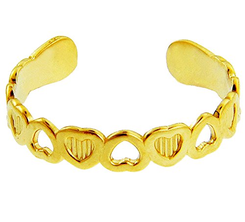 10K Yellow Gold Heart Toe Ring for Women - Elegant Foot Jewelry for Beach, Summer & Special Occasions