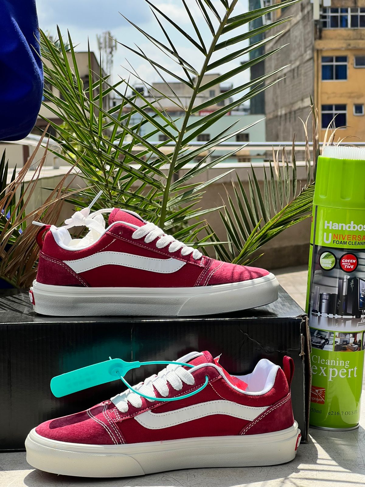 Vans Deep Red & White Skate Sneakers - Classic Skateboard Shoes for Men & Women | Comfortable & Durable for Streetwear, Casual Wear & Skateboarding