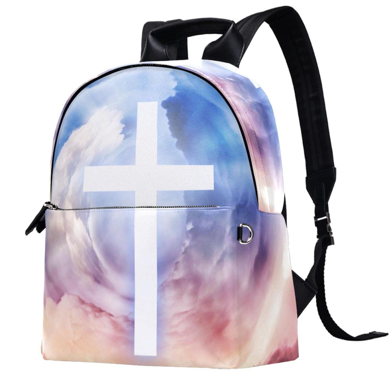 Stylish Cross Sky Pattern Leather Backpack Purse for Women - Durable Casual Bookbag for School, College & Travel - Perfect for Work, Commuting & Outdoor Adventures