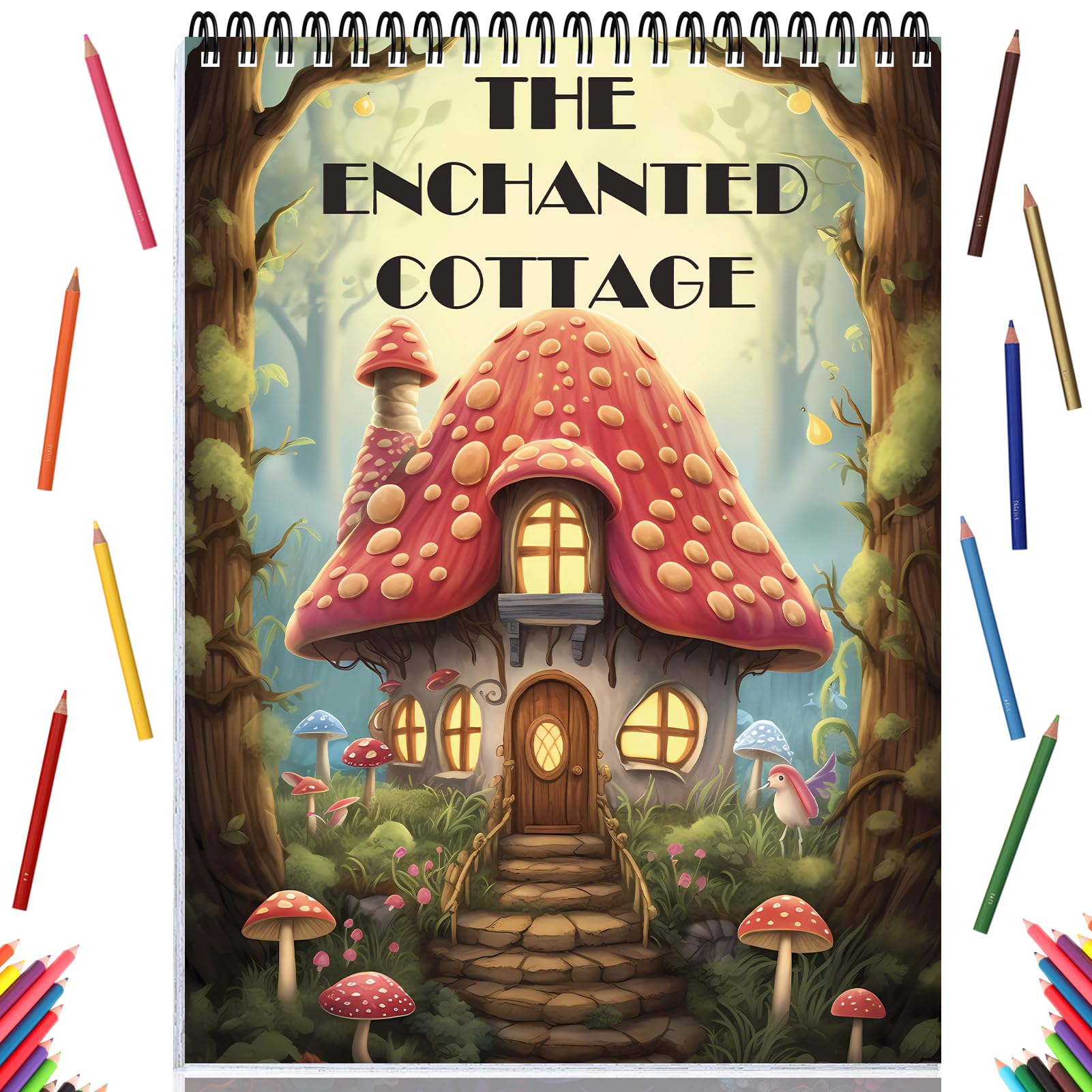 Premium Spiral Bound Adult Coloring Book for Women - 30 Enchanted Cottage Designs for Relaxation, Anxiety & Stress Relief | One-Sided Thick Paper | Perfect Gift for Arts & Crafts Lovers (Use for Meditation, Therapy, or Creative Downtime)
