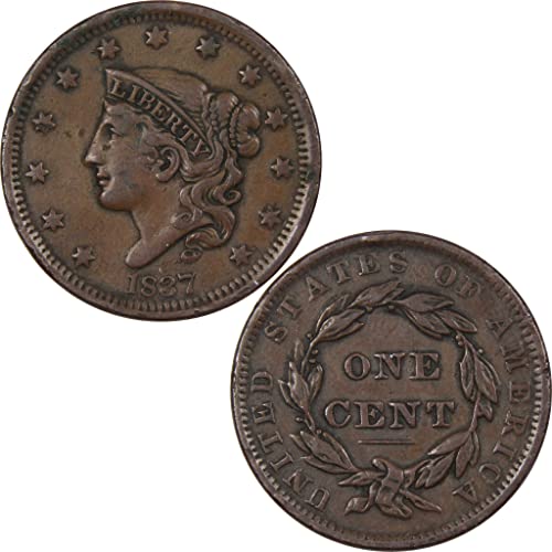 1837-1838 Coronet Head Large Cent VF (Very Fine) Condition - Rare US 1c Copper Penny Coin for Collectors | Perfect for Coin Collections, Historical Displays & Investment Portfolios