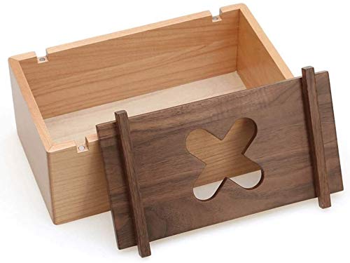 Walnut Wood Tissue Box Cover with Cross Design - Decorative Tabletop Napkin Holder for Home, Office & Bathroom | Facial Tissue Dispenser for Living Room, Bedroom & Kitchen