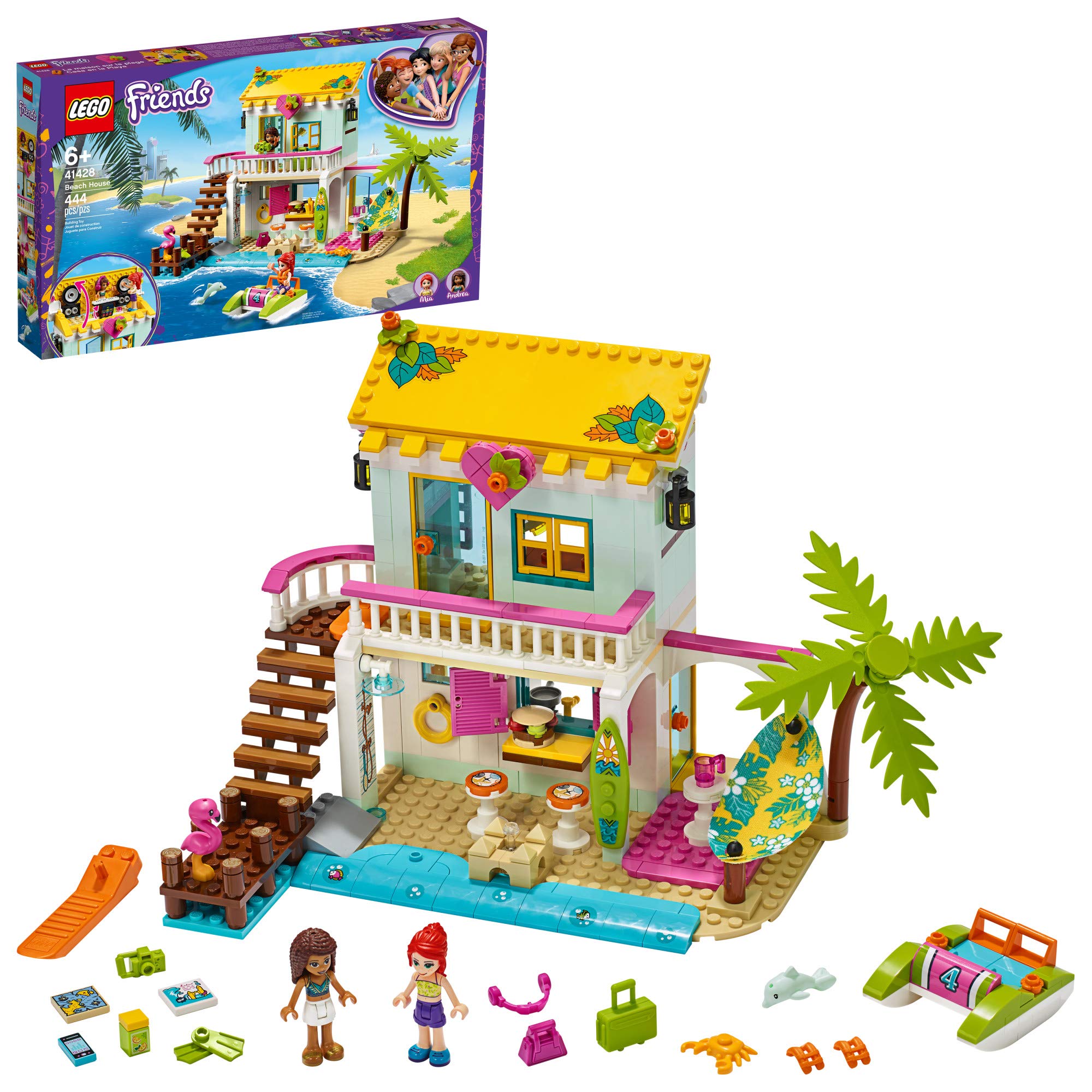 LEGO Friends Beach House 41428 Building Kit - 444 Pieces Creative Construction Toy for Kids, Perfect for Summer Adventures & Imaginative Play | Great Birthday Gift for Girls & Boys Ages 6+ | Beach Theme Building Set for Role Play & Storytelling