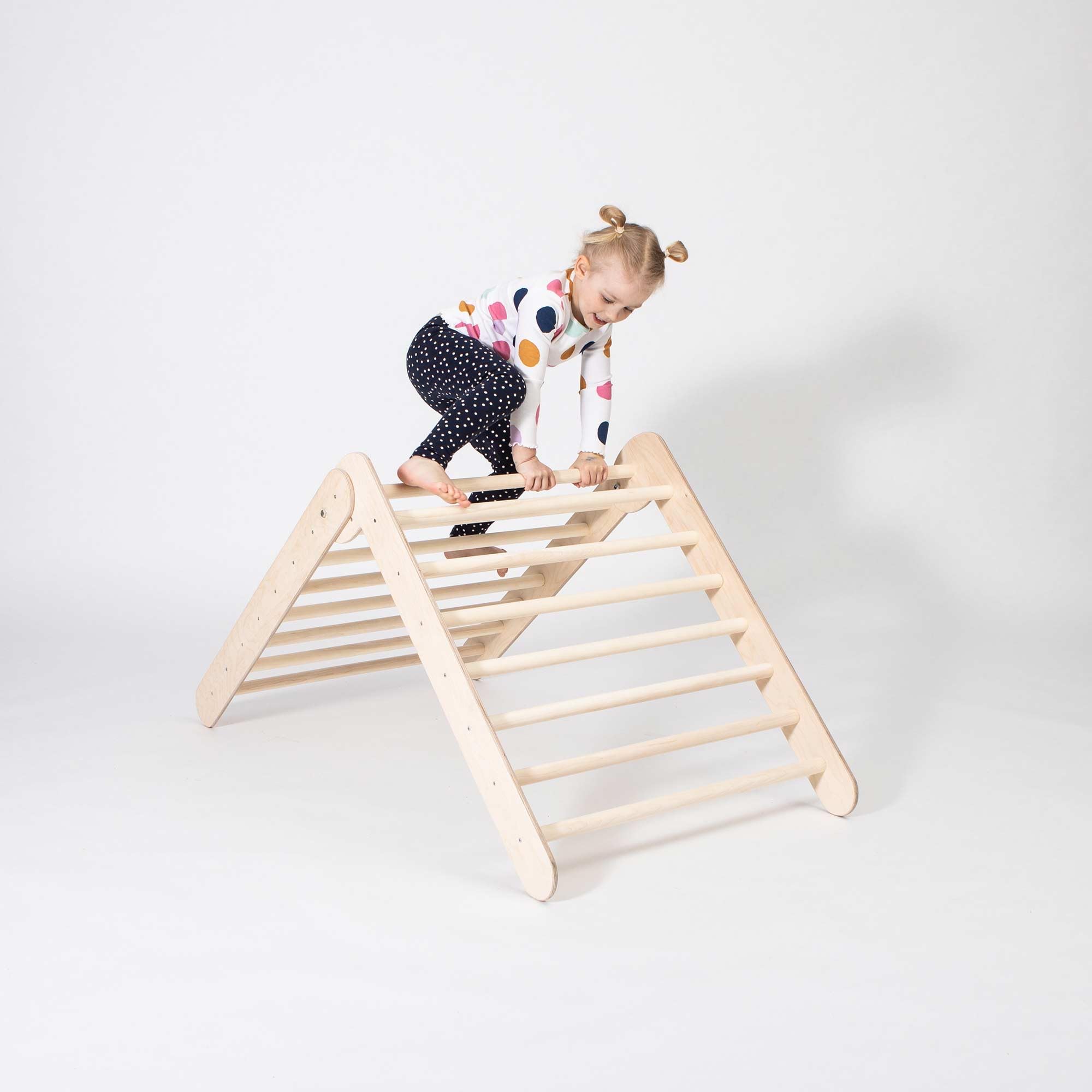 Waldorf Climbing Triangle - Montessori Wooden Climbing Ladder & Step Triangle for Kids - Indoor/Outdoor Play Gym for Toddler Physical Development