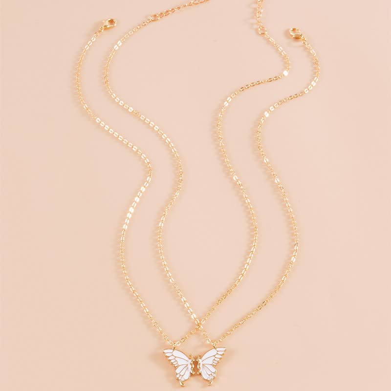 4-Piece Best Friend Necklace Set with Card - Cute Butterfly Matching Necklaces for Women - Long Distance Friendship Gifts - Birthday Present for Her - Perfect for Anniversaries, Valentine's Day & Sister Gifts