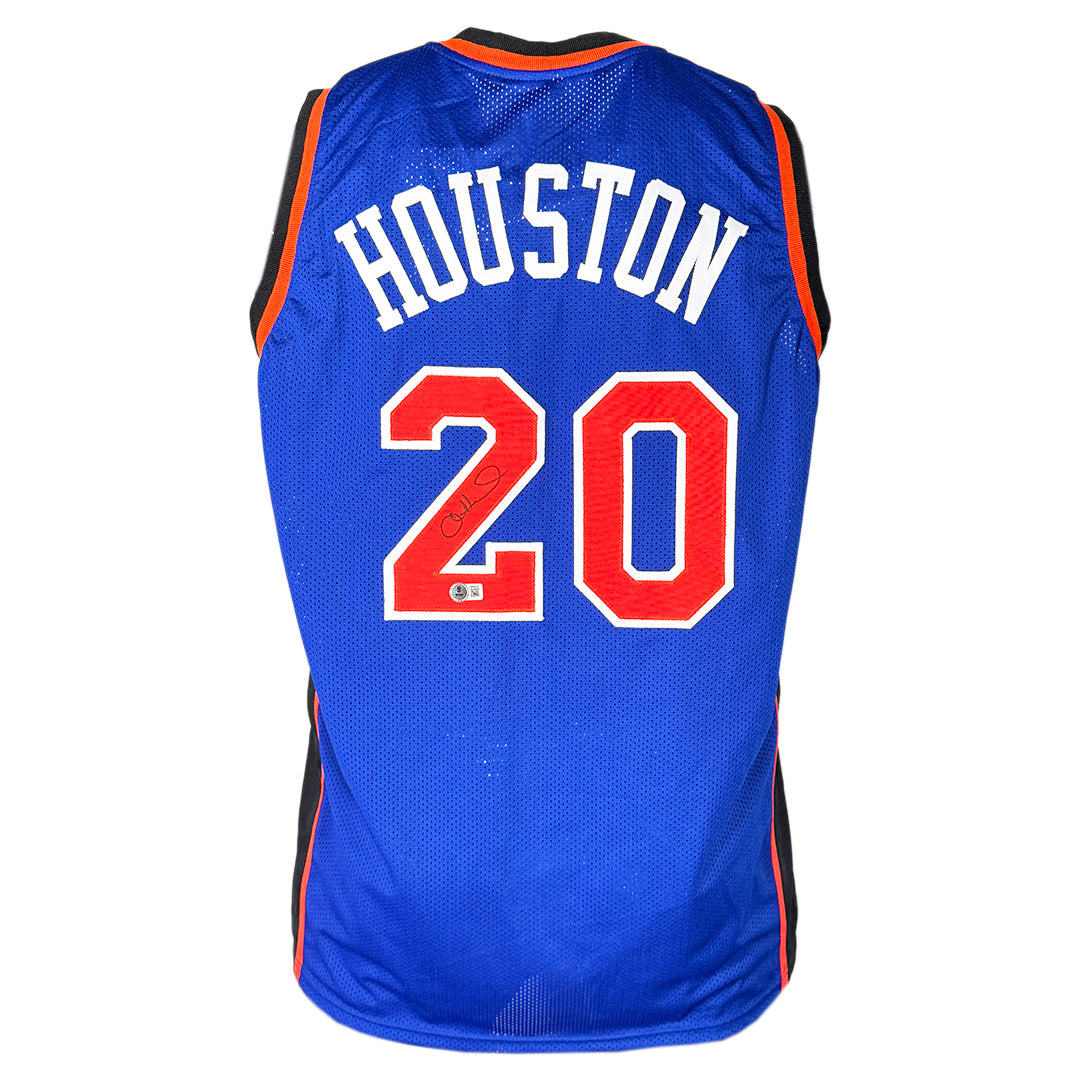 Authentic Alan Houston Autographed New York Knicks Blue Basketball Jersey - Beckett Certified - Perfect for Collectors & NBA Fans - Display at Home, Office, or Sports Memorabilia Collection