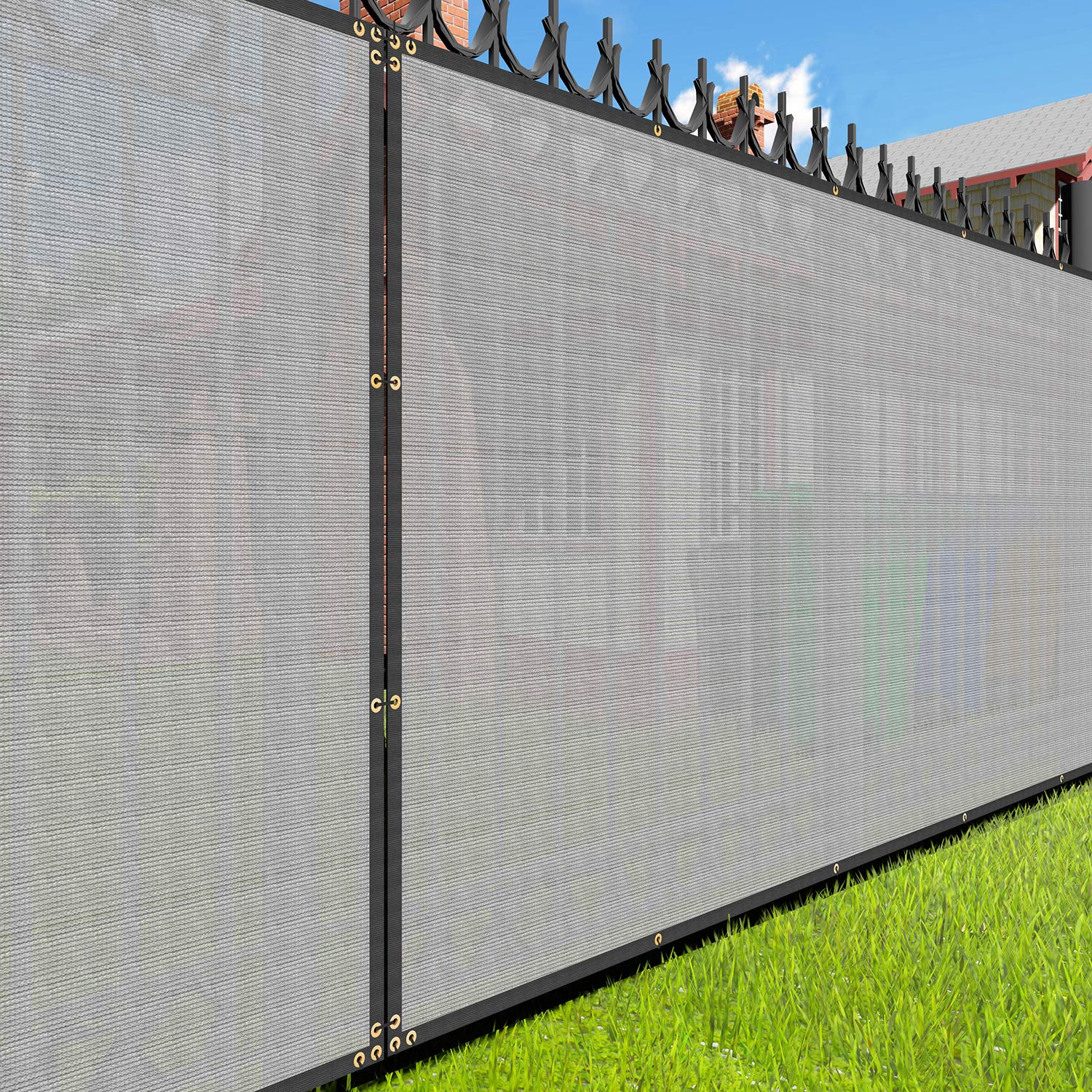 E&K Sunrise 1' x 285' Privacy Fence Screen with Grommets - UV Blocking Outdoor Windscreen for Backyard, Garden & Patio Cover - Light Gray Shade for Enhanced Privacy & Sun Protection | Perfect for Pool Areas, Deck Enclosures & Side Yard Screening