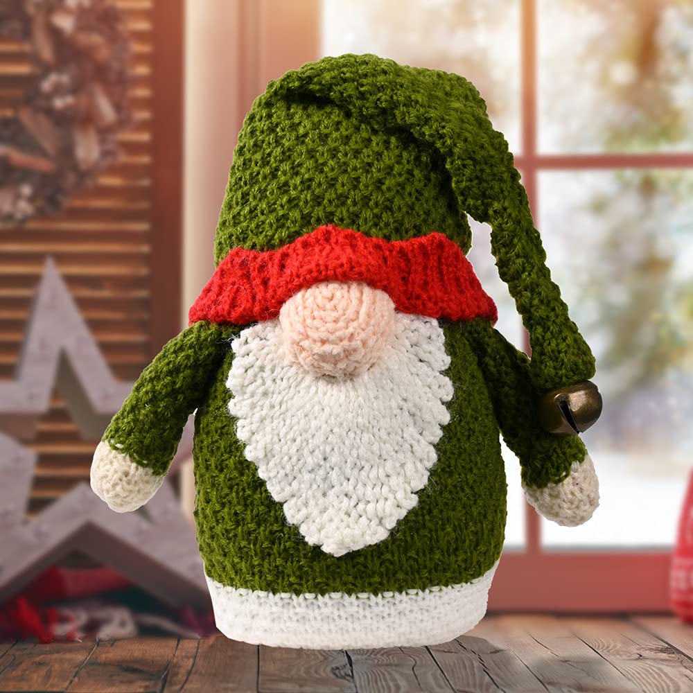 Handmade Knitted Rudolph Doll & Faceless Gnome Christmas Ornaments - Green Holiday Tree Decorations for Xmas, Winter Home Décor & Gift Giving
