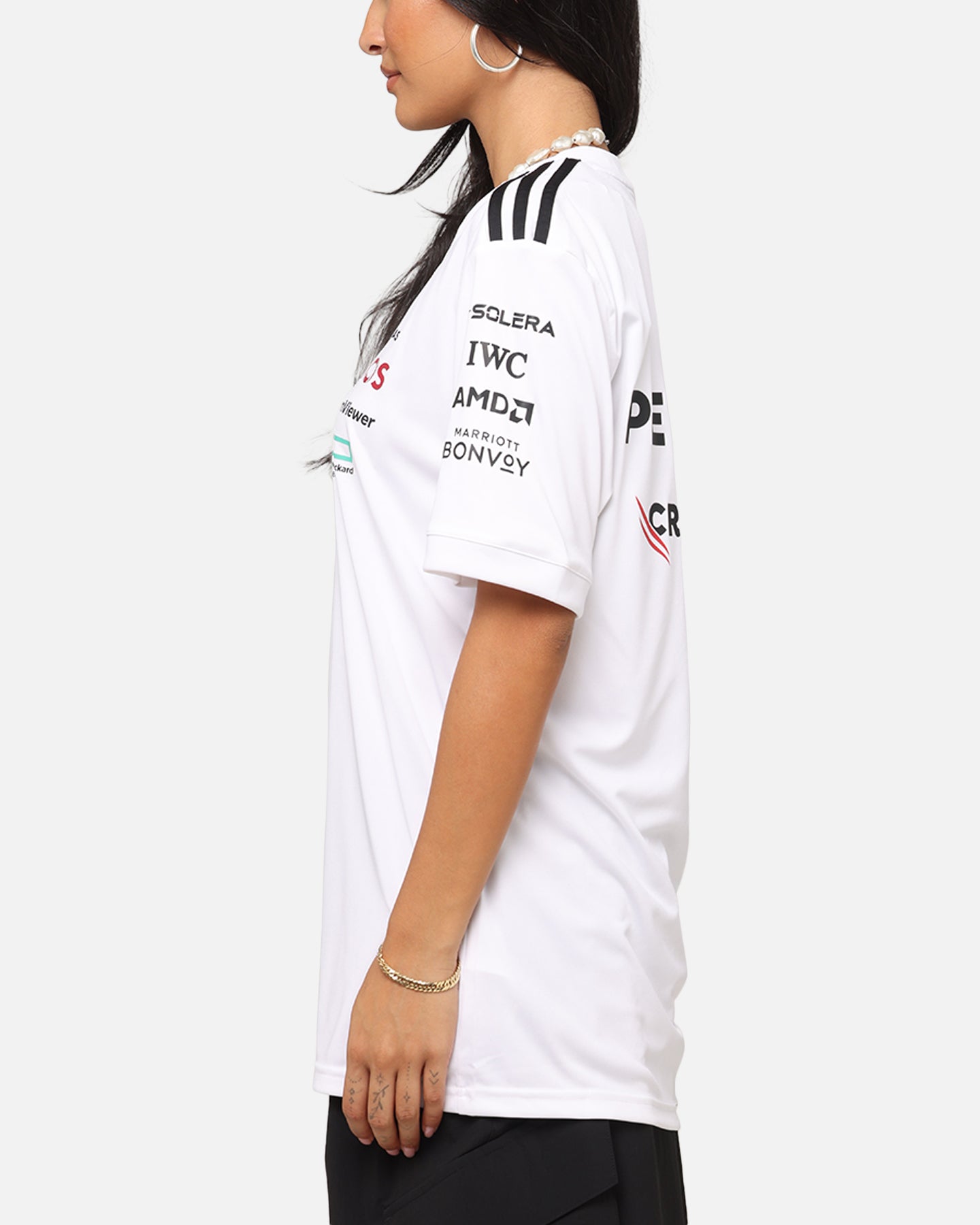 Adidas x Mercedes AMG Petronas Formula One F1 2025 Team Driver T-Shirt - White - Official Motorsport Fan Apparel for Racing Enthusiasts & F1 Events