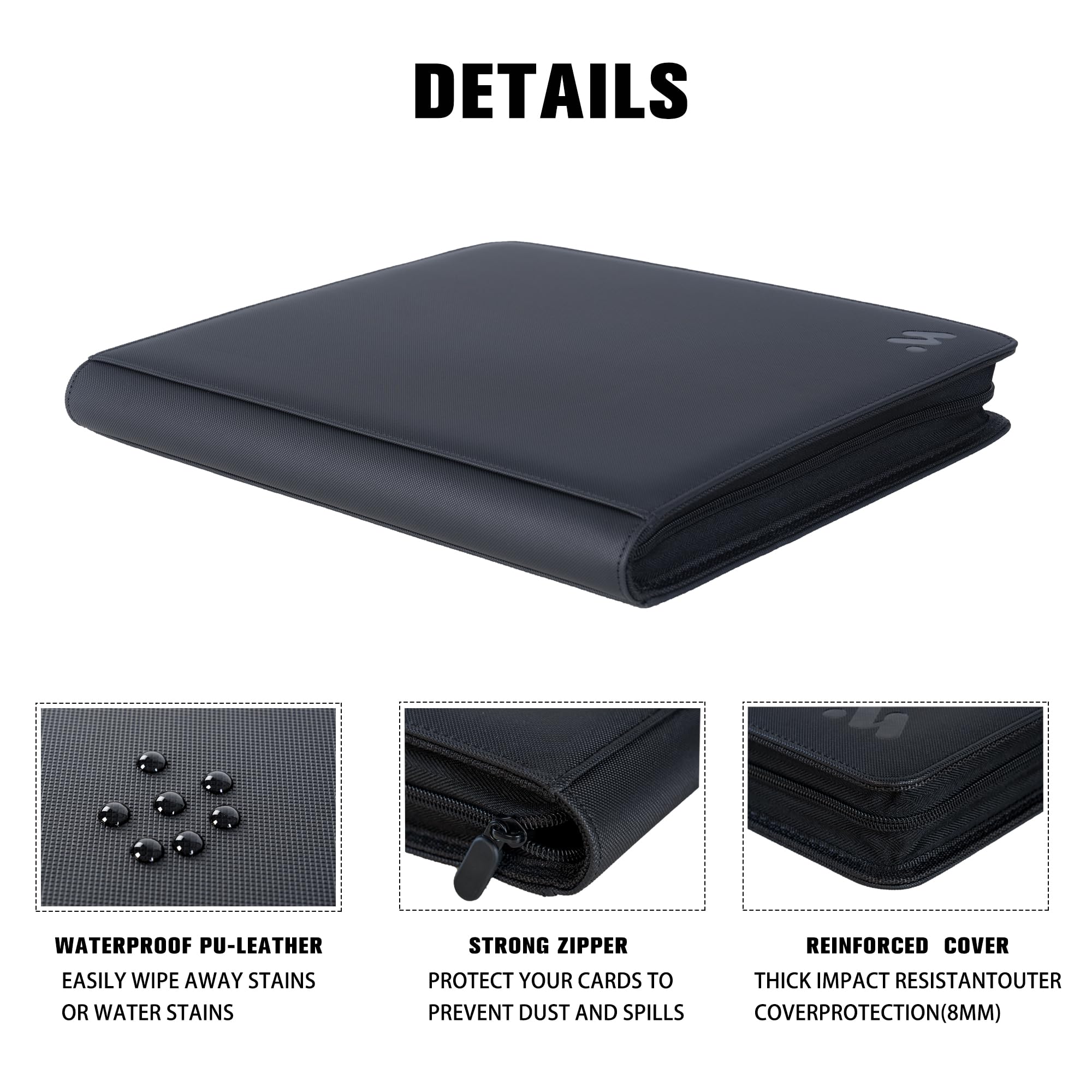 Premium 1000+ Pocket Trading Card Binder - 16 Side Loading Pockets per Page, Ringless TCG Card Album for Pokemon, MTG & Yu-Gi-Oh - Black | Perfect for Collectors, Tournaments & Card Storage