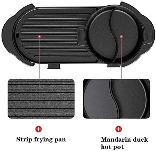 2-in-1 Large Capacity Electric Hot Pot & Grill - Indoor Smokeless Teppanyaki Grill with Flat Bottom for Easy Cleaning - Perfect for Family Gatherings, Asian Hot Pot Meals & Home BBQ Parties