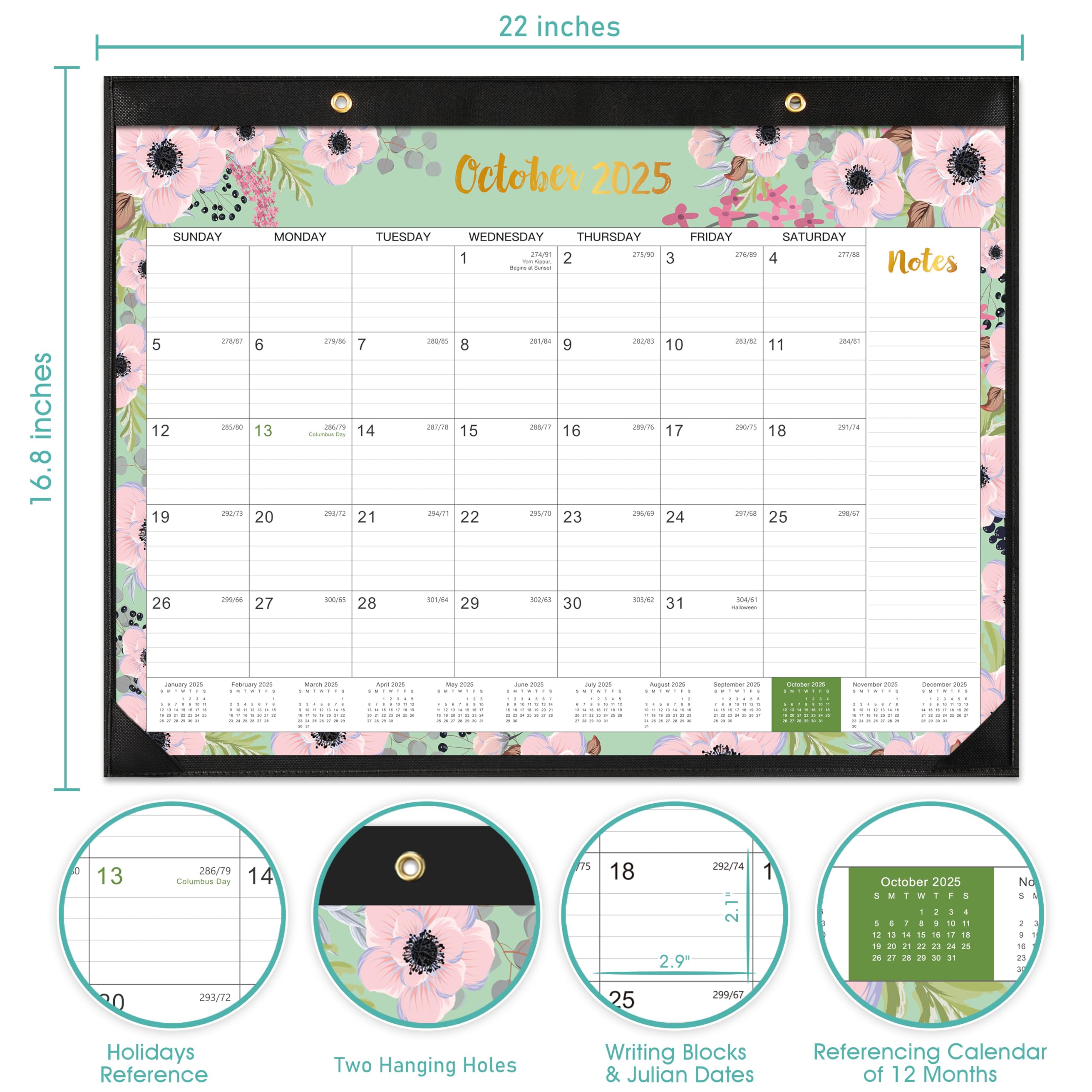 2025-2026 18-Month Large Desk Calendar | July 2025 - December 2026 | 22