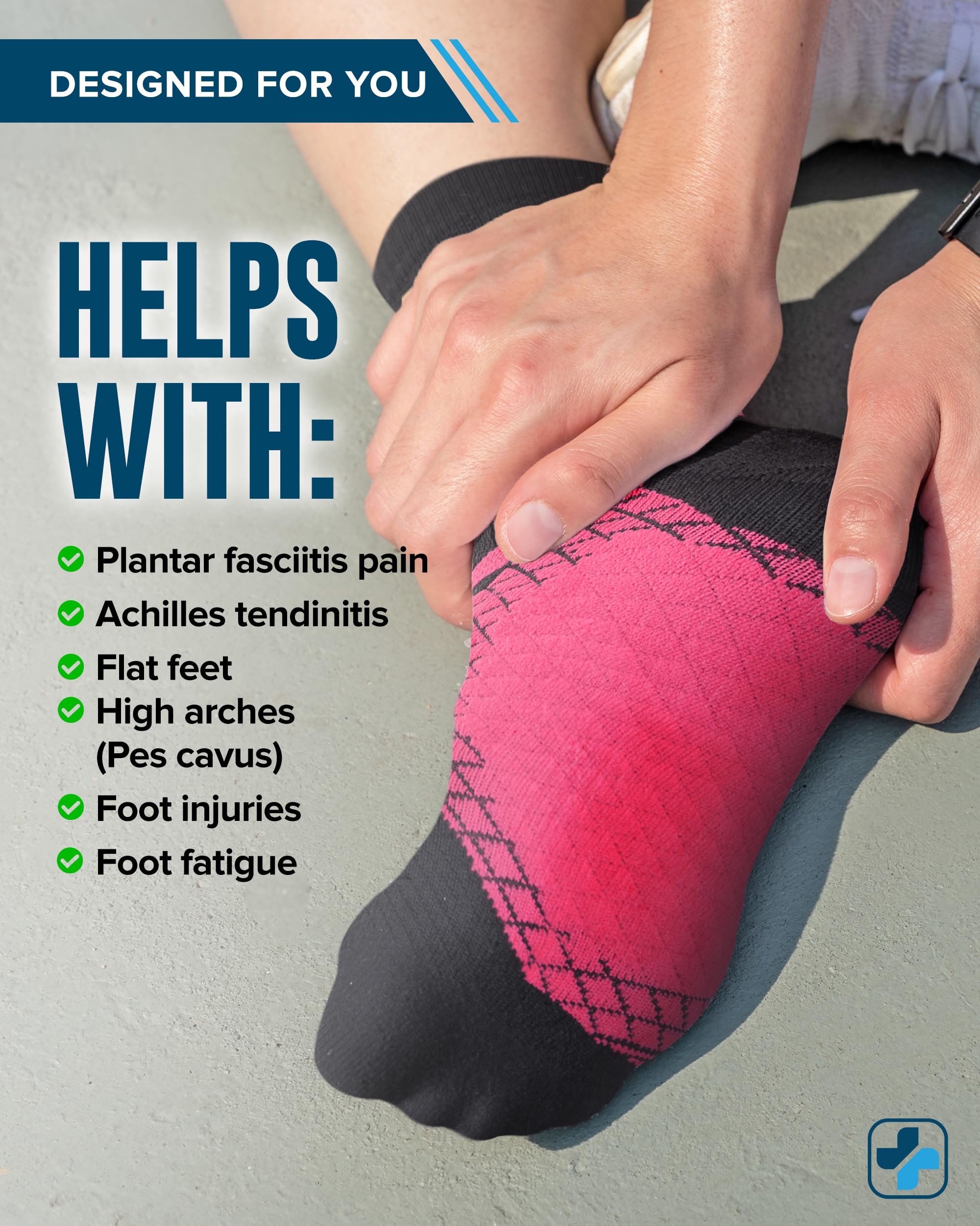Doctor's Select Plantar Fasciitis Socks - 2 Pairs | Best Compression Socks for Foot Pain Relief & Arch Support | Plantar Fasciitis Treatment Socks for Running, Walking & Daily Comfort