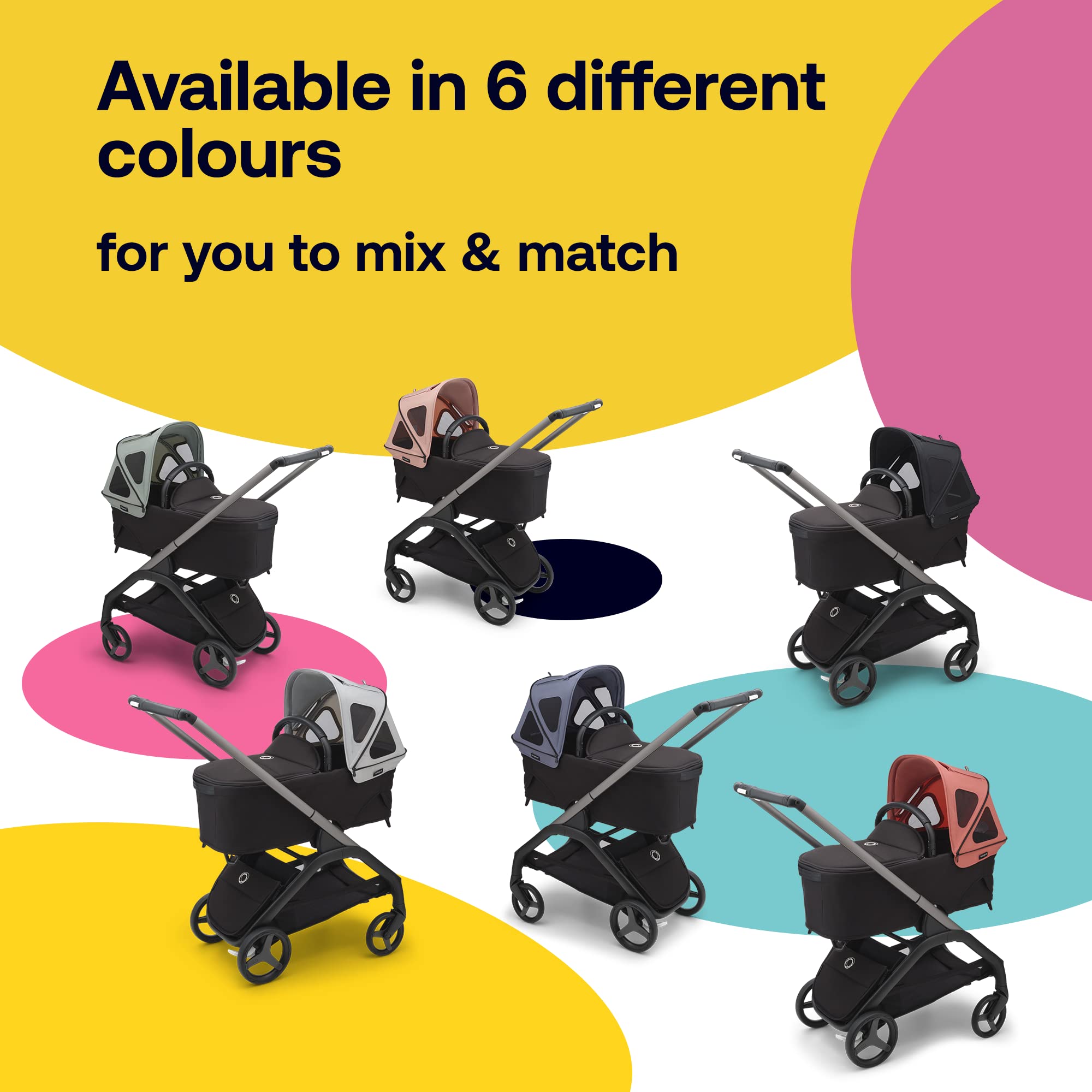 Bugaboo Dragonfly Breezy Sun Canopy - UPF 50+ UV Protection Stroller Accessory with Ventilation Panels, Midnight Black - Perfect for Sunny Outings, Park Walks, and Baby Stroller Comfort