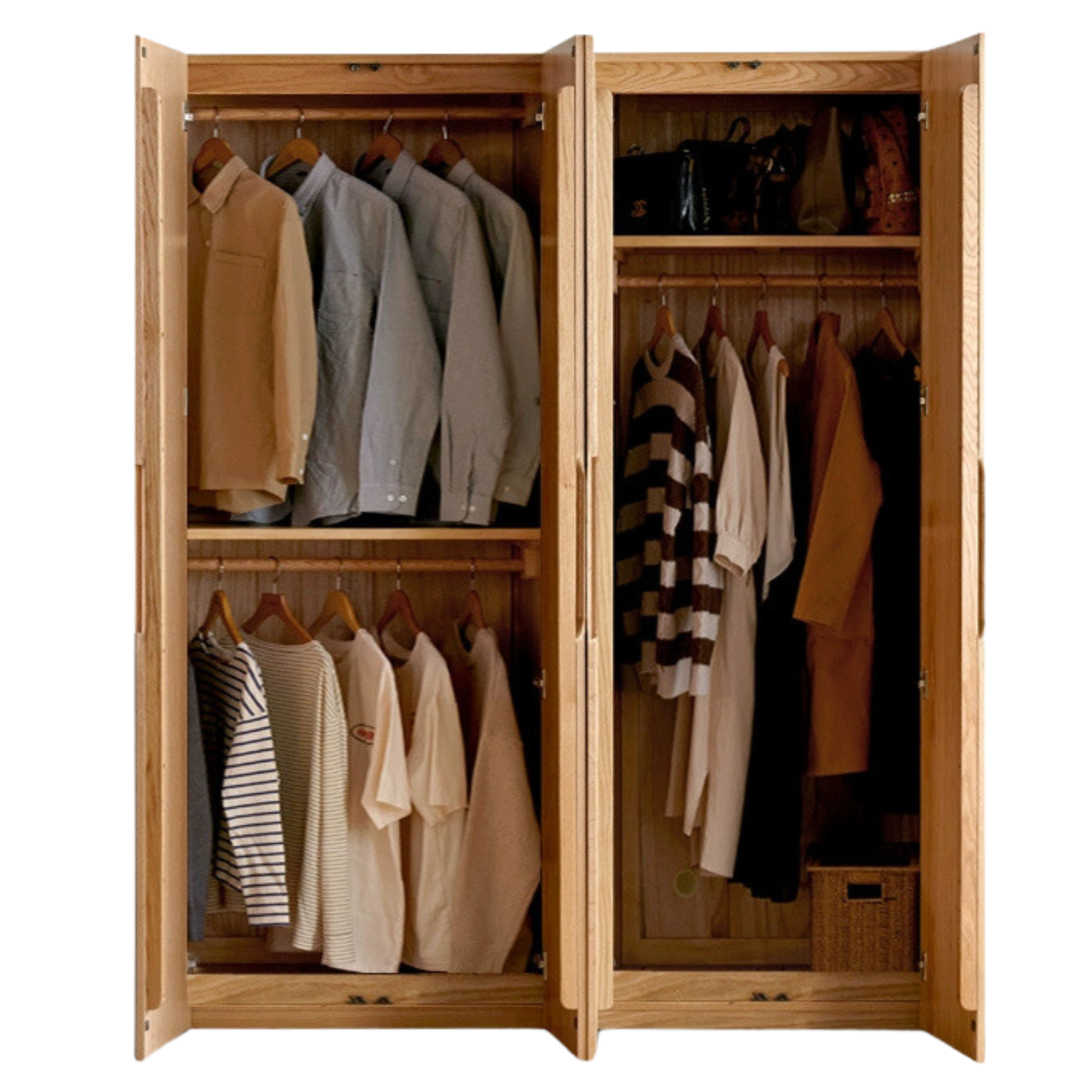 Solid Oak Wood Wardrobe - Premium Quality, Spacious Storage for Bedroom, Closet & Home Organization