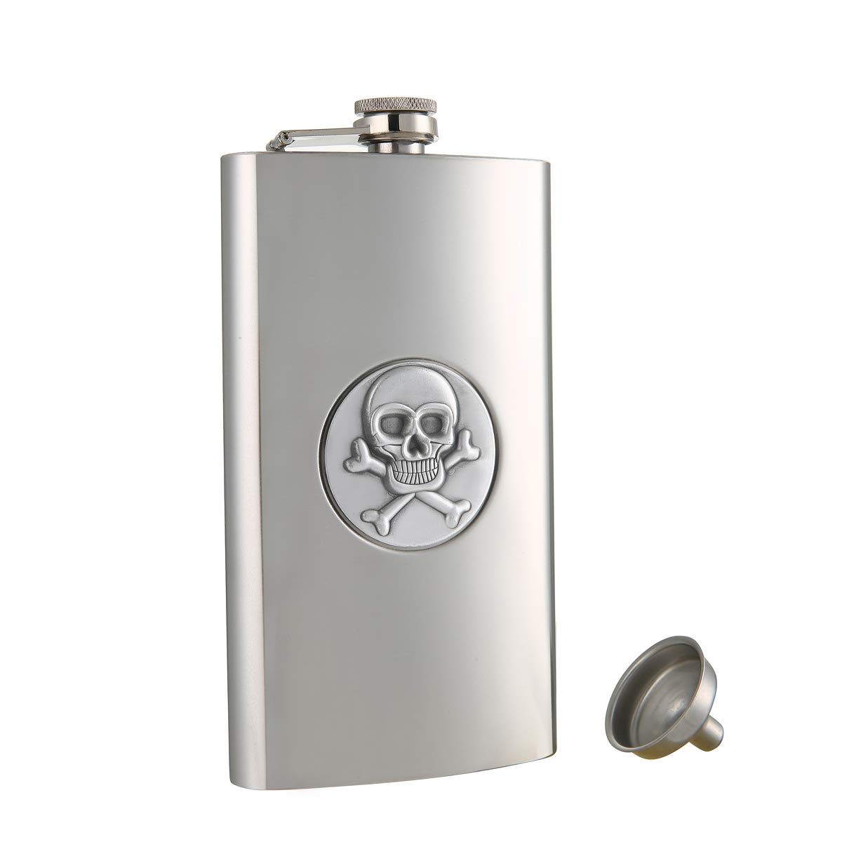 12 oz Stainless Steel Skull Pattern Leak-Proof Pocket Whiskey Flask with Funnel & Gift Box - Perfect for Outdoor Adventures, Parties & Gifts