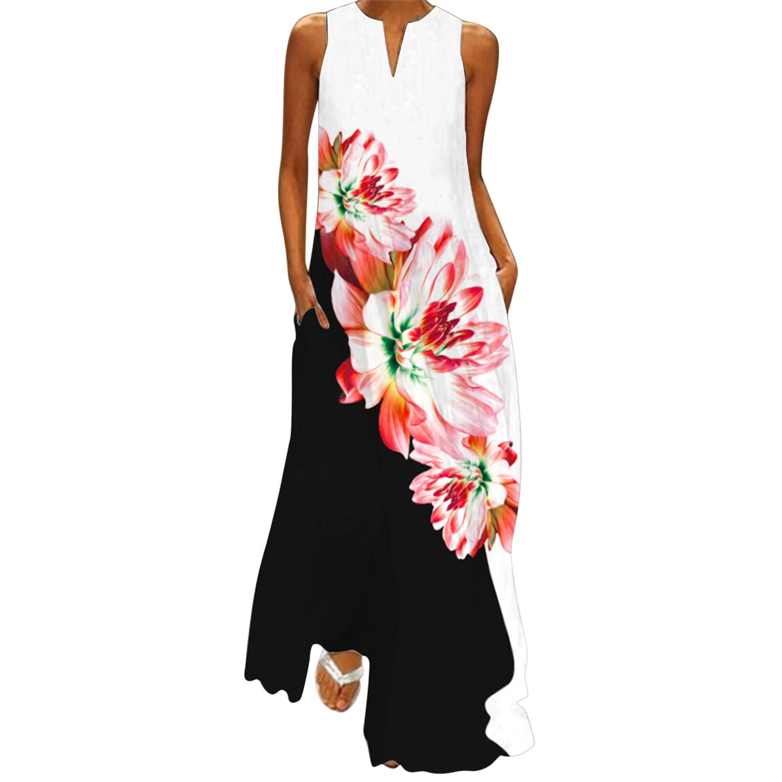 Women's Summer Beach Dresses - Vintage Sleeveless Short Sundress & Maxi Kaftan Dresses for Vacation, Pool Party, and Tropical Getaways