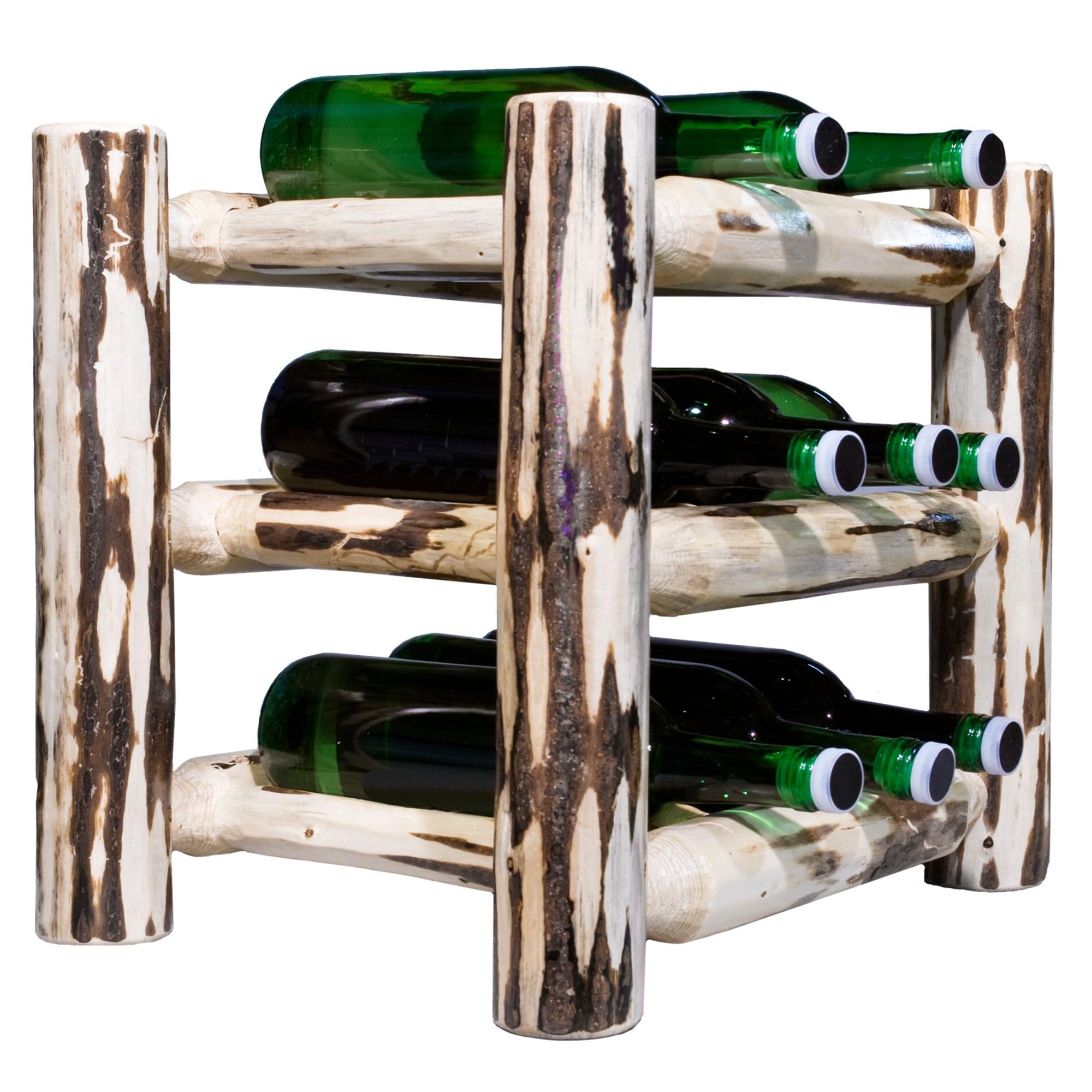 Montana Countertop Wine Rack - 6 Bottle Wooden Holder for Kitchen, Bar & Dining Room | Rustic Home Decor for Wine Storage & Display