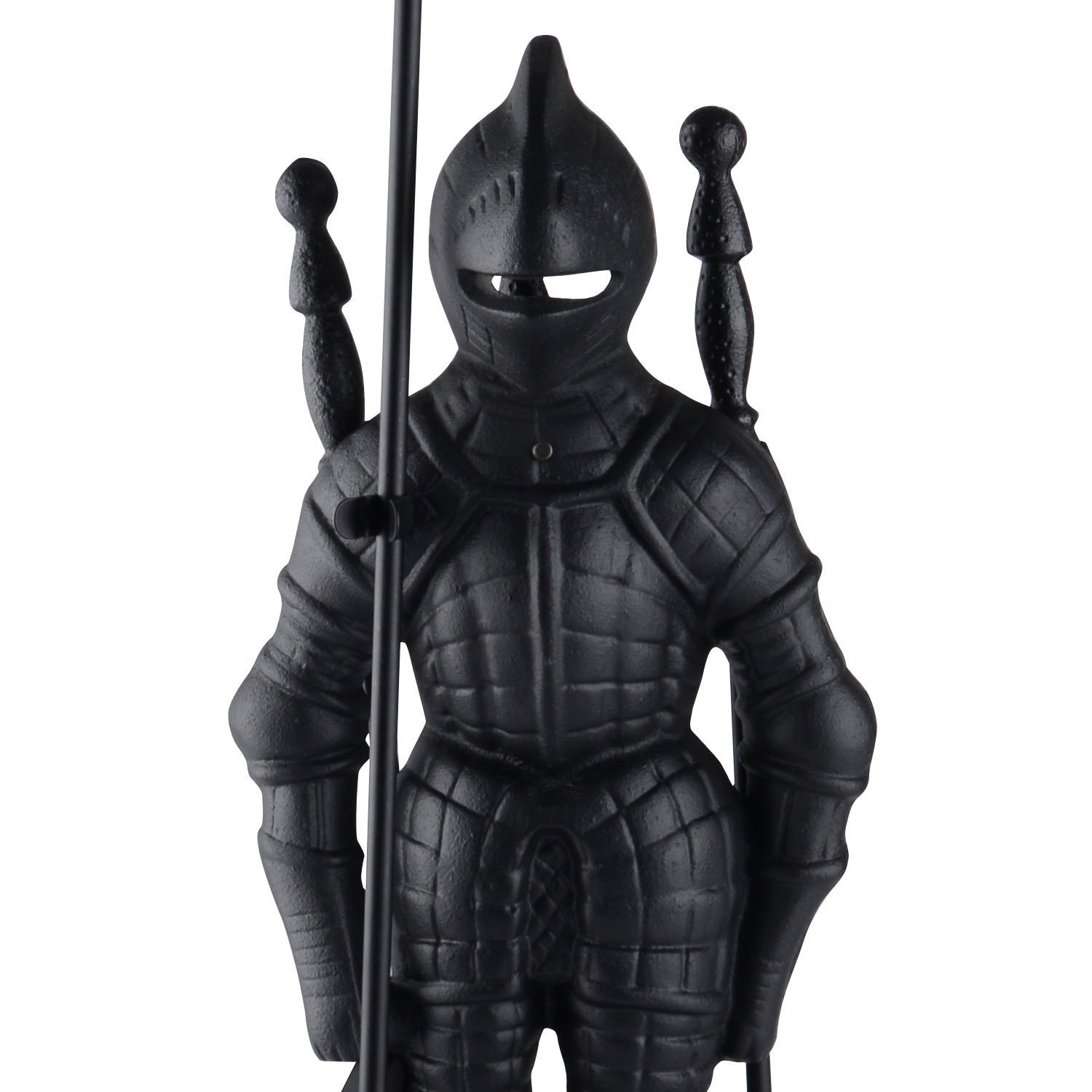 Dark Knight Fireplace Tool Set - Heavy Duty Black Cast Iron Fireplace Accessories for Home & Outdoor Use | Fireplace Poker, Shovel, Brush & Stand | Rust-Resistant & Durable for Fireplace Maintenance