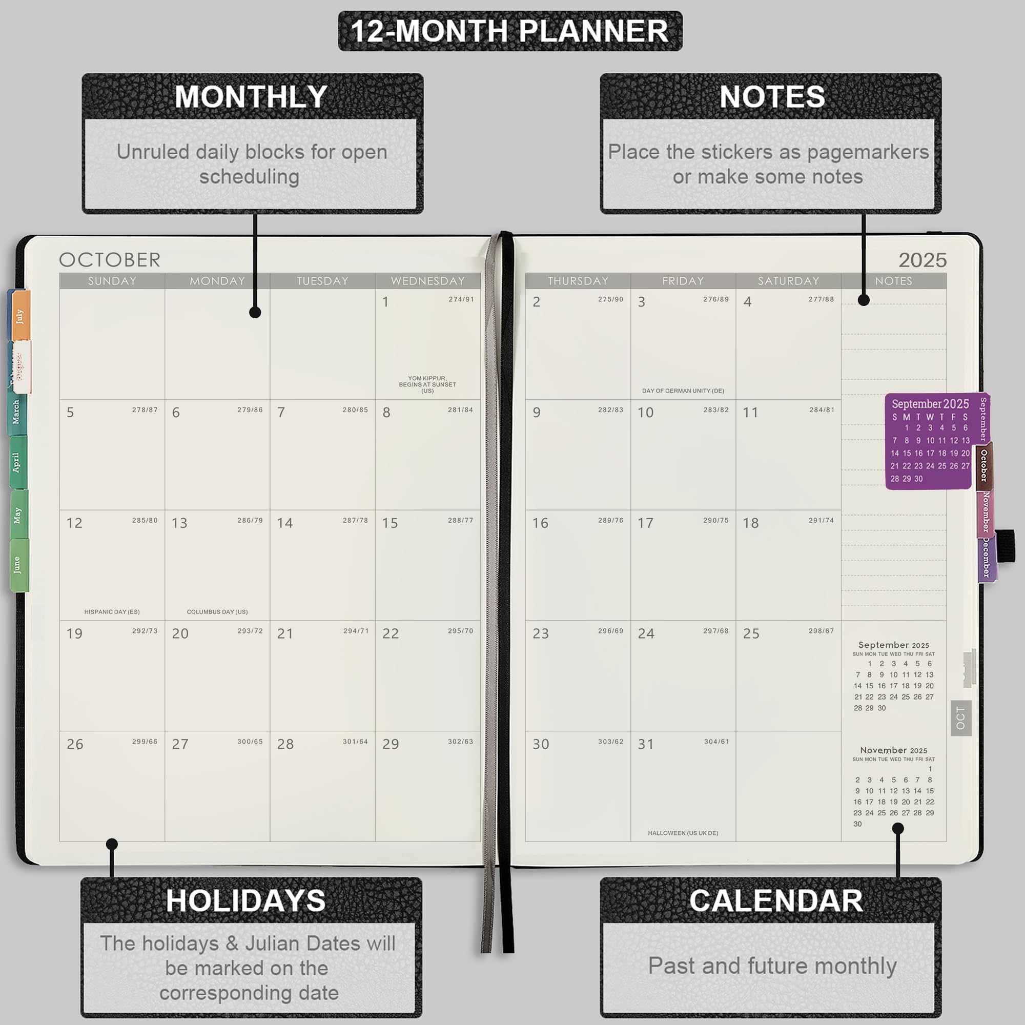 2025-2026 Academic Planner - July 2025 to June 2026 Weekly & Monthly Organizer with Leather Cover, Thick Paper & Back Pocket | 8.5